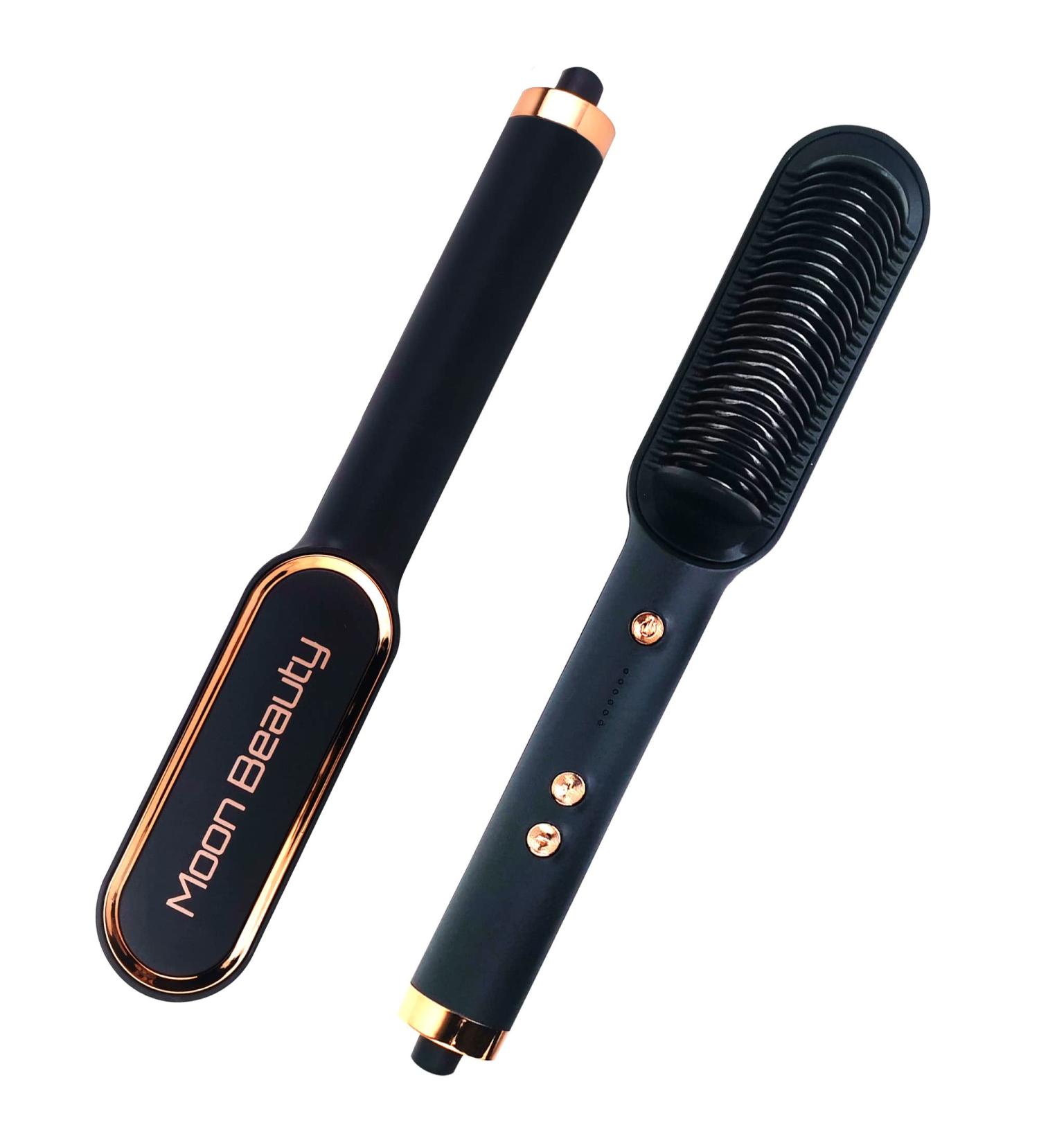 Black Hair Straightener Brush - Ionic Hair Styling Tool Fast Heating 5 Temp Settings Anti-Scald & Auto-Off Safety - Professional Hair Care for Women - Buy Online on GoSupps.com