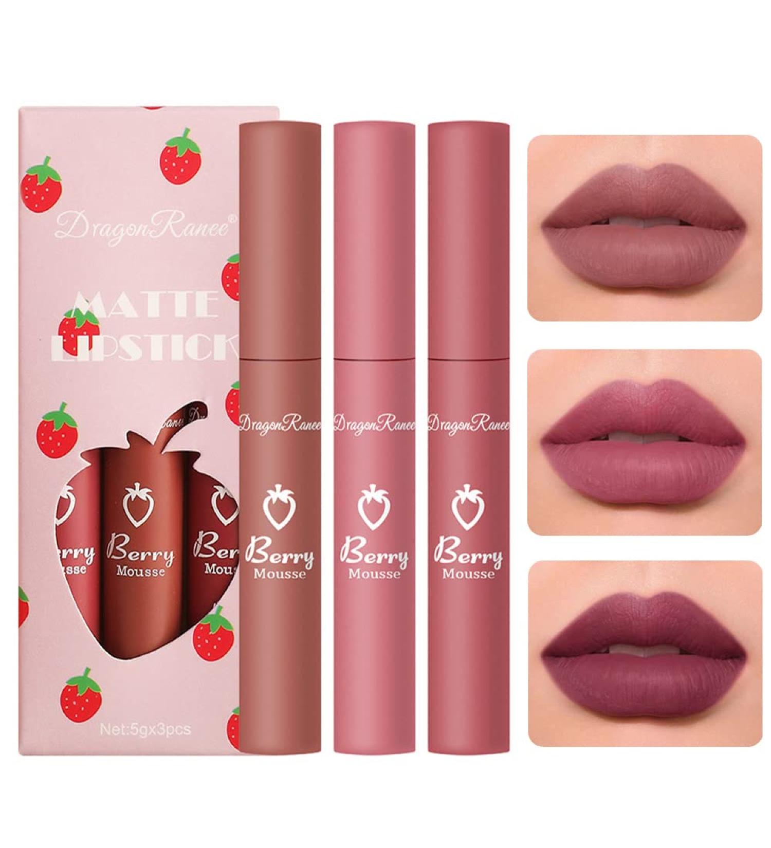 Nude Matte Liquid Lipstick Set - Long-Lasting & Moisturizing Lip Tint Trio for Women & Girls - Buy Online on GoSupps.com
