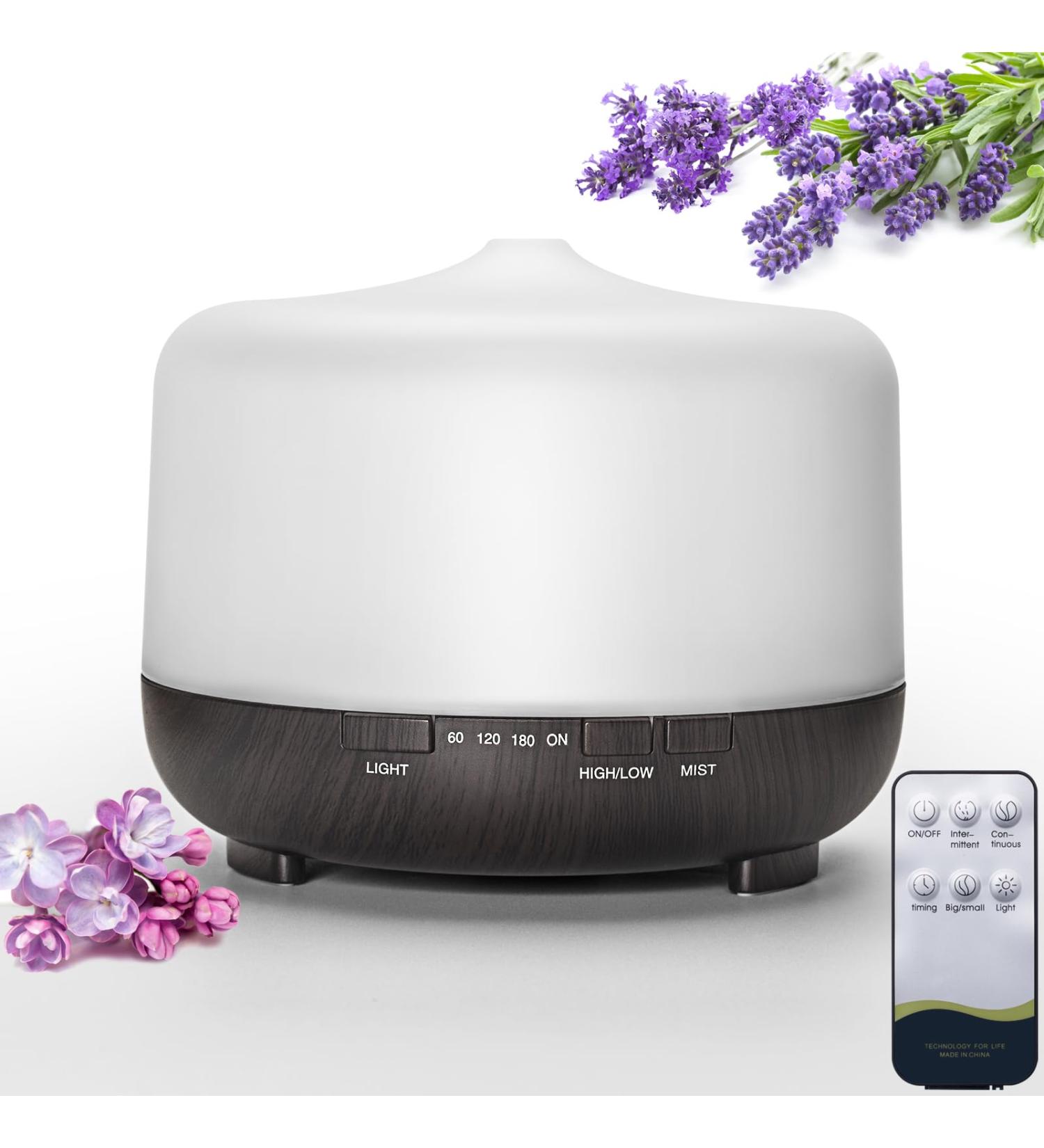 Liphier Multifunctional Essential Oil Diffuser - 500ML Aromatherapy Diffuser with Remote Control Two Mist Modes Eight LED Lights Auto Shut-Off Safety Switch for Home Bedroom Office (Black) - Buy Online on GoSupps.com