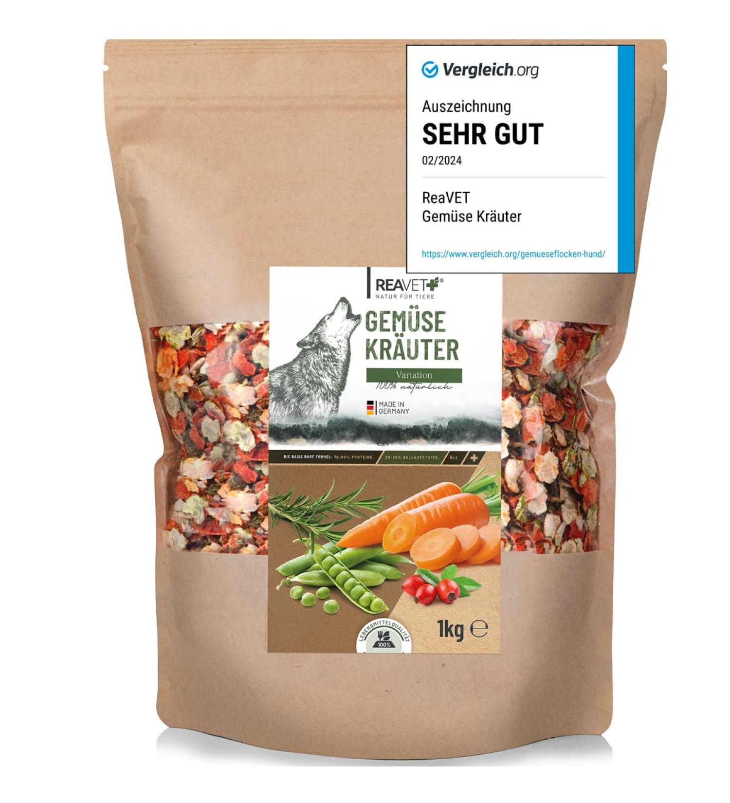 ReaVET Variation vegetables-Herbs 1kg Grain-free vegetable flakes for dogs Barf vegetable flakes for dogs Barf supplement for dogs Vegetable flakes for dogs - Buy Online on GoSupps.com