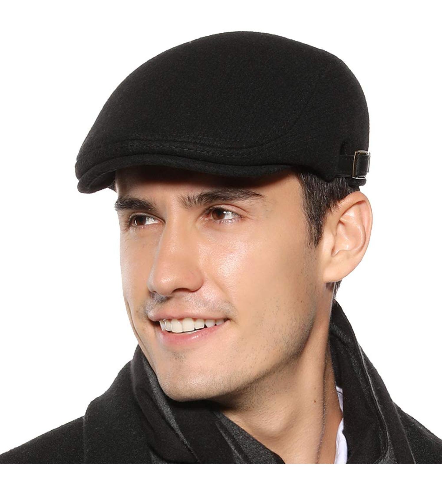 Sumolux Men's Black Winter Newsboy Cap | Stylish Beret Hat for Men | Cabbie Flat Cap - Buy Online on GoSupps.com
