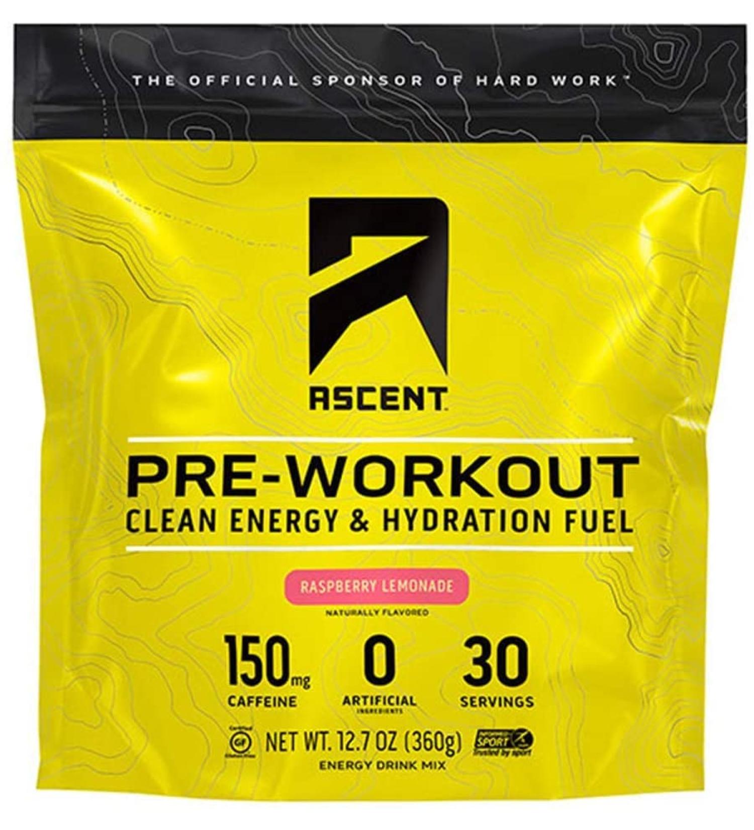 Ascent Pre Workout Raspberry Lemonade - 30 Servings | Boost Energy & Performance - Buy Online on GoSupps.com