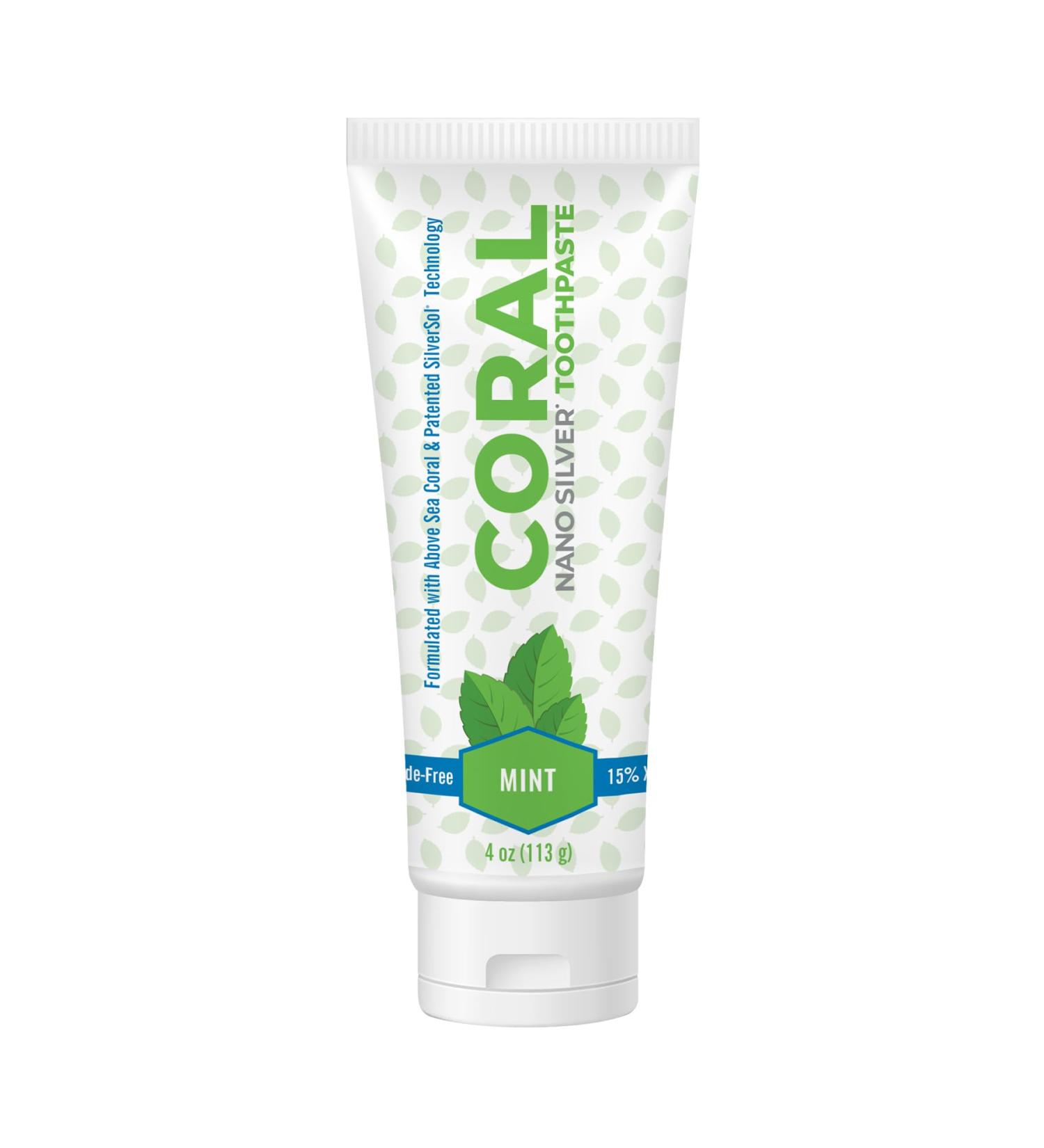 Coral Nano Silver Toothpaste Natural Fluoride Free Whitening & Remineralizing with Coral Calcium SLS Free Safe to Swallow Anti-Plaque & Fresh Breath Mint 4oz Mint 4 Ounce (Pack of 1) - Buy Online on GoSupps.com