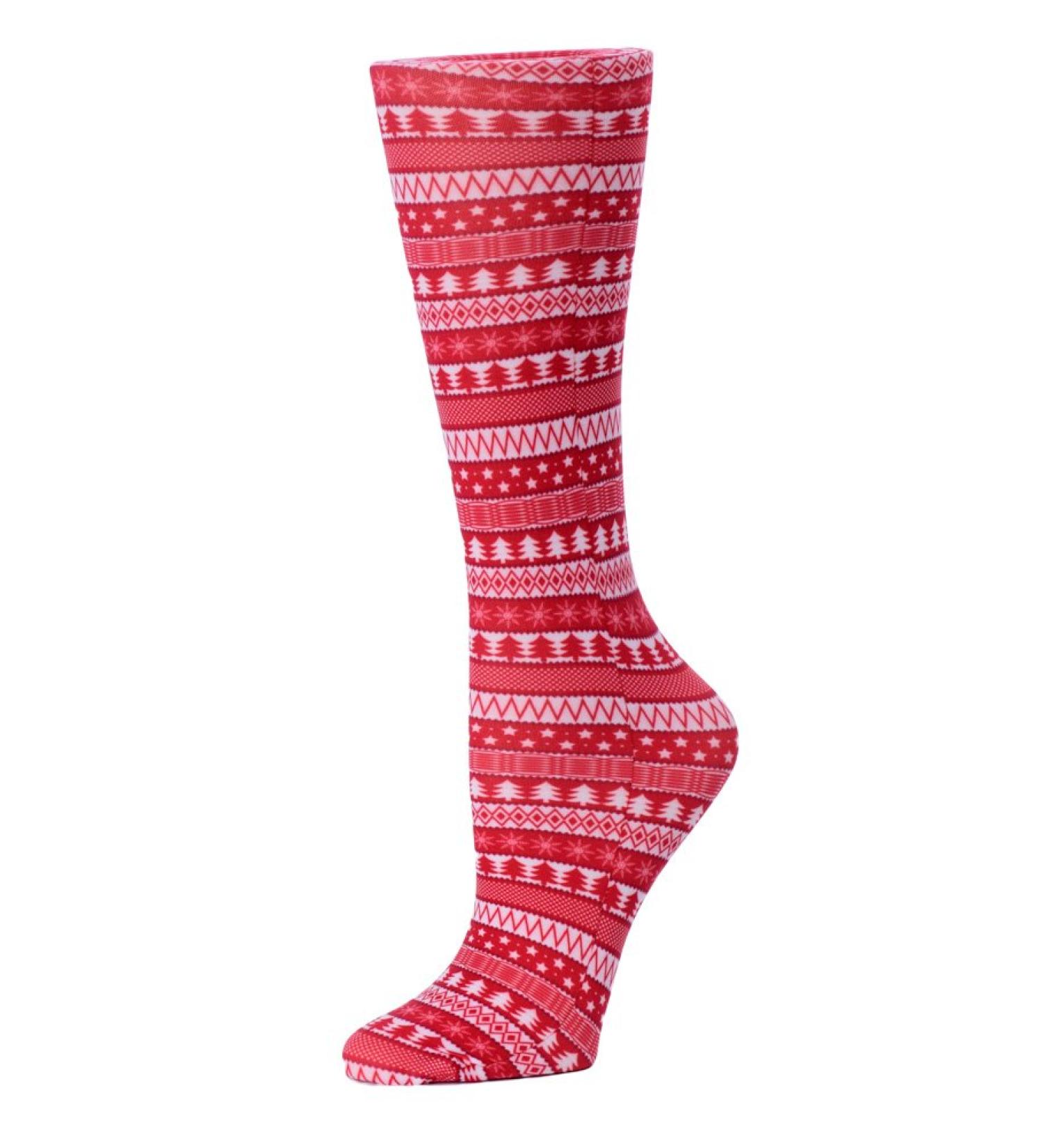 Therapeutic Graduated 8-15 mmHg Compression Socks - Christmas 5-11 Red Winter