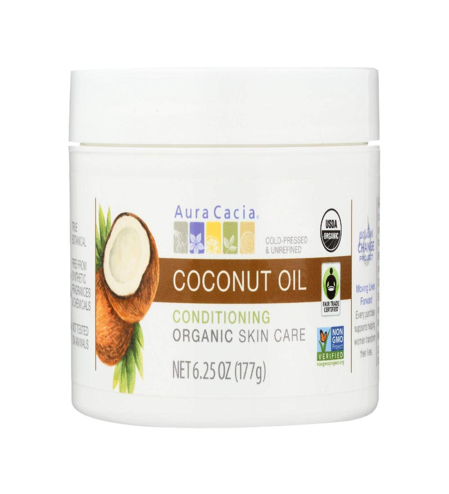 Aura Cacia Certified Organic Unrefined Coconut Oil Fair Trade Certified | 6.25 fl. oz. | Cocos nucifera