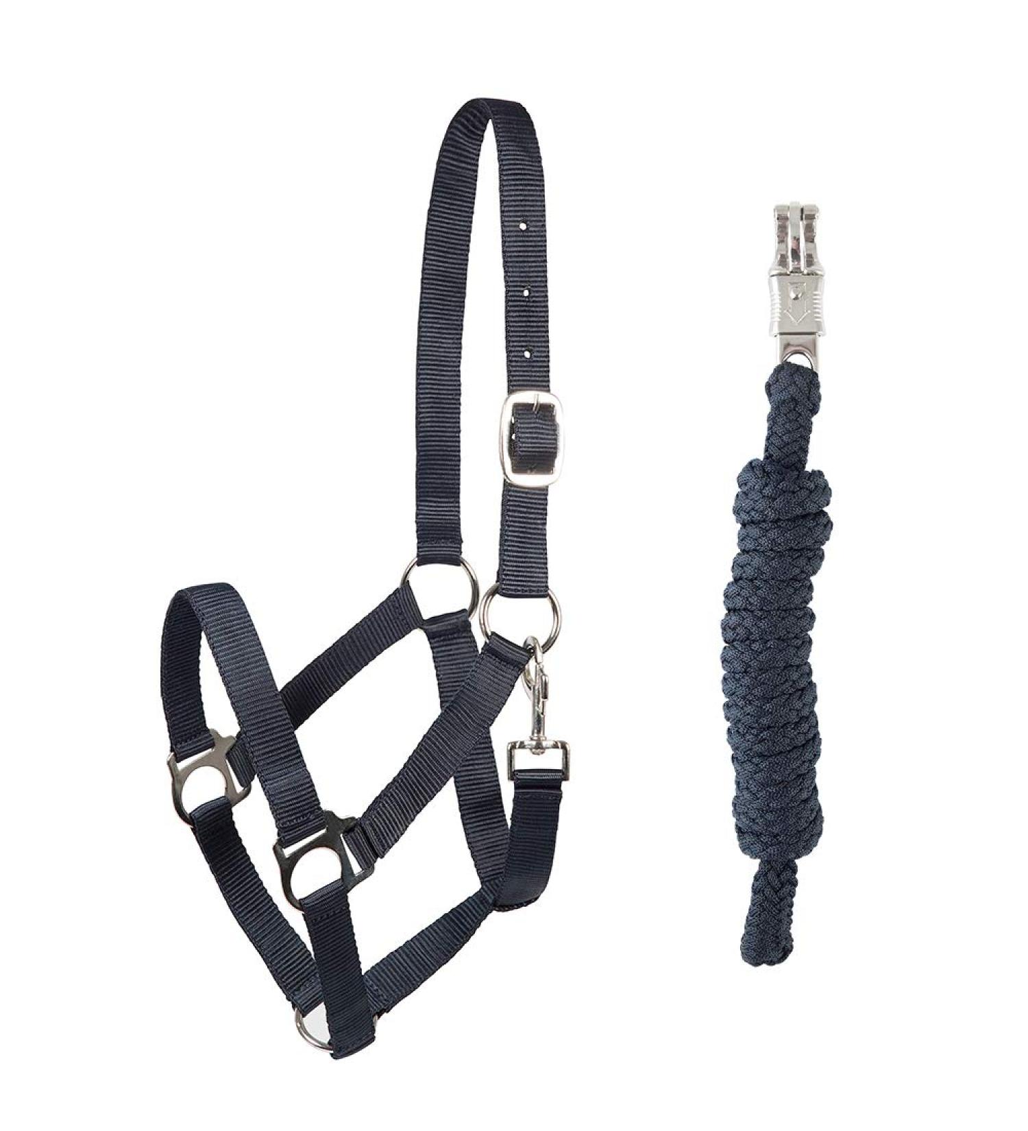 PFIFF 102931 Halter and Rope Set Plastic Halter Lead Rope Dark Blue Full Full Dark Blue