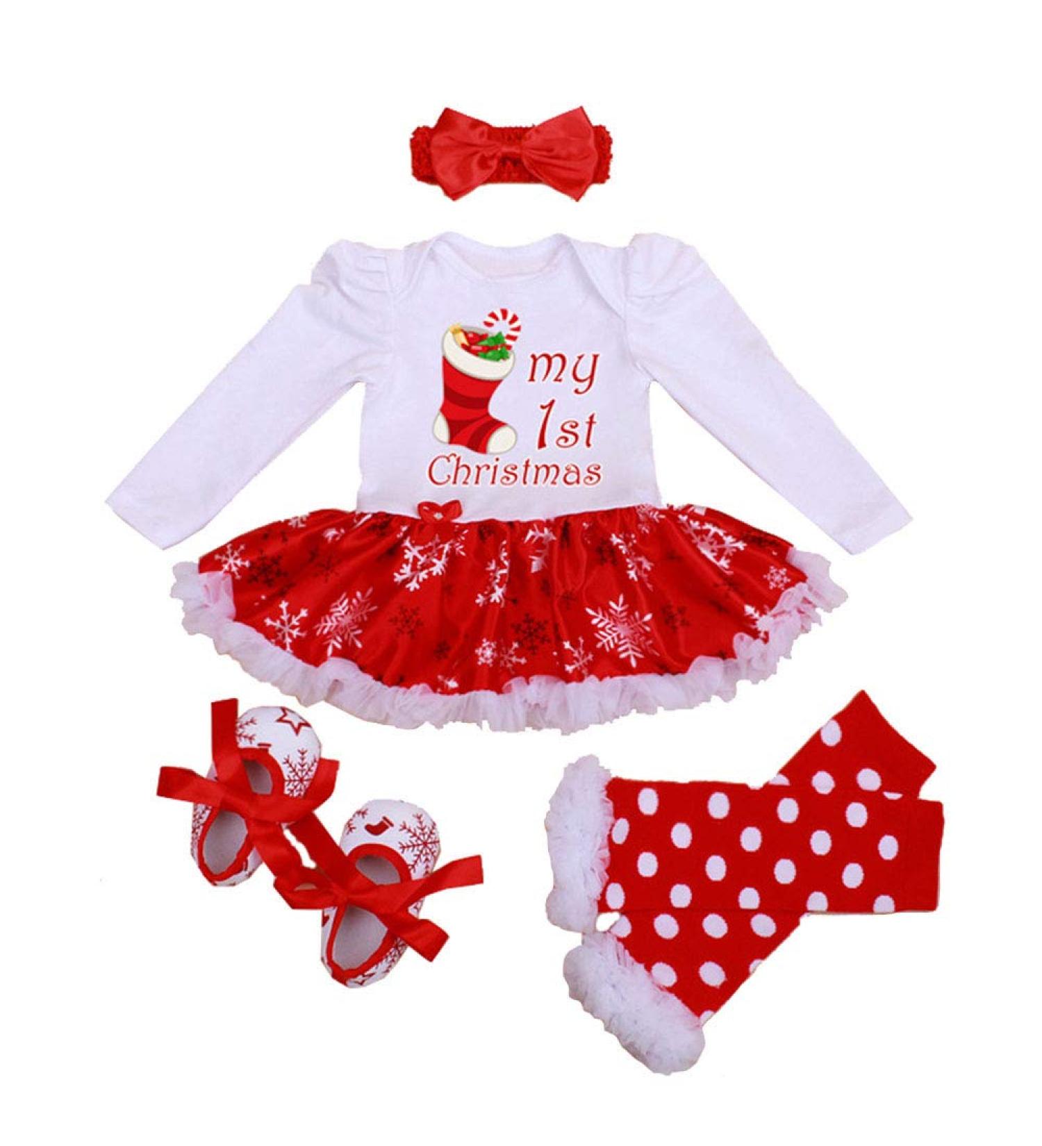 Winmany Baby Girls Christmas Romper Tutu Dress Set 0-3 Months with Headband, Leg Warmers, & Shoes - Buy Online on GoSupps.com