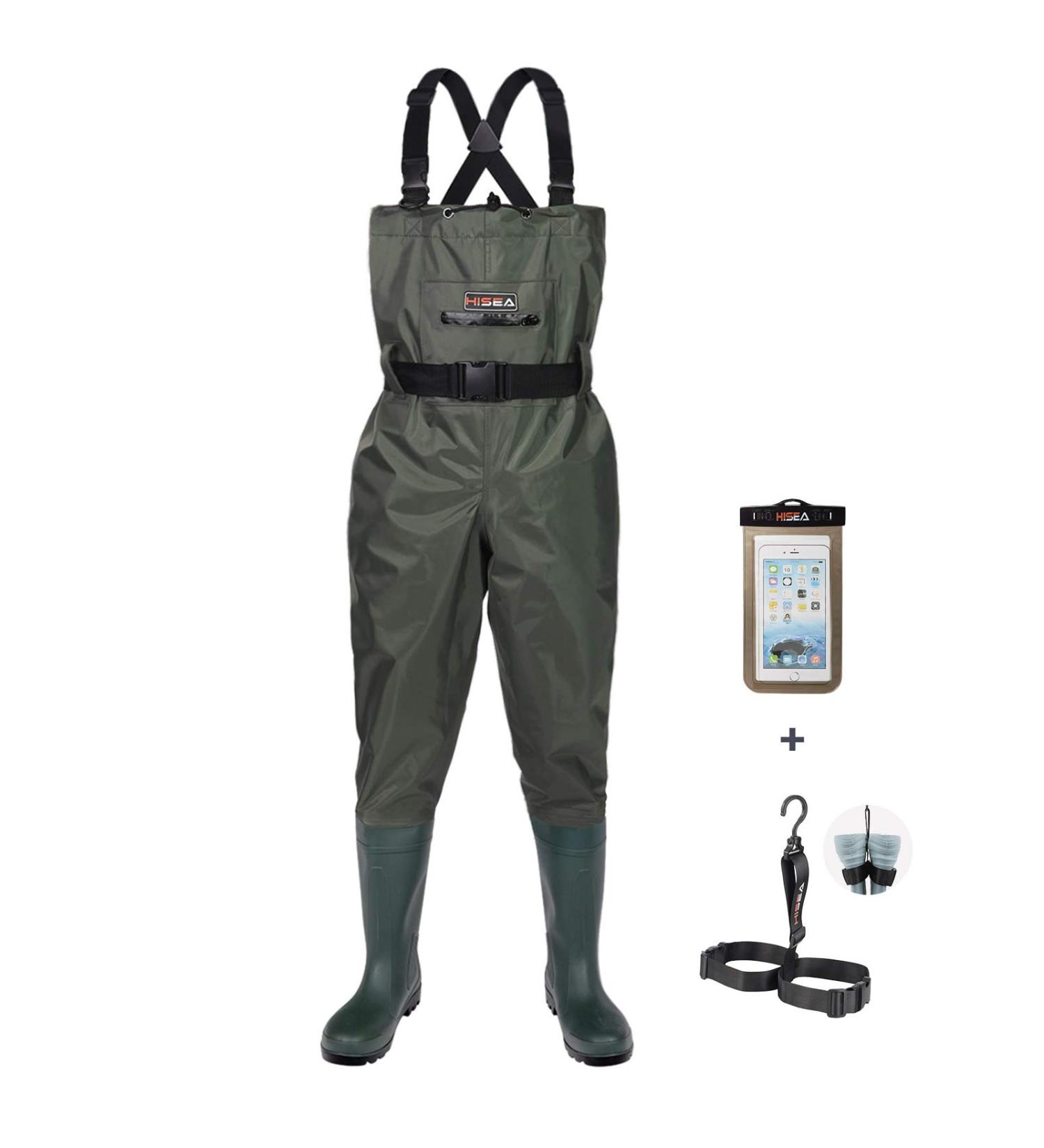HISEA Men's Chest Waders with Boots - Waterproof Lightweight Fishing Waders - Green, Size 13 - Buy Online on GoSupps.com