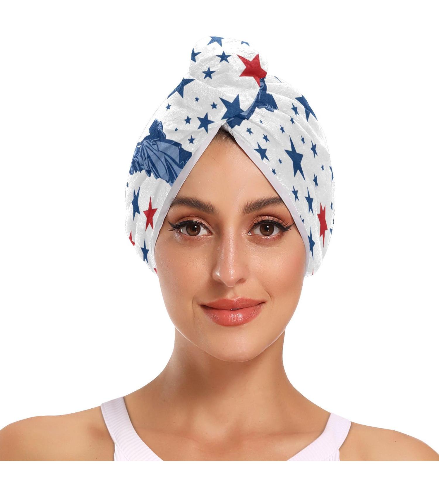 Statue of Liberty Hair Towel 2 Pack - Super Absorbent Quick Dry Turbans for Women & Girls - Buy Online on GoSupps.com