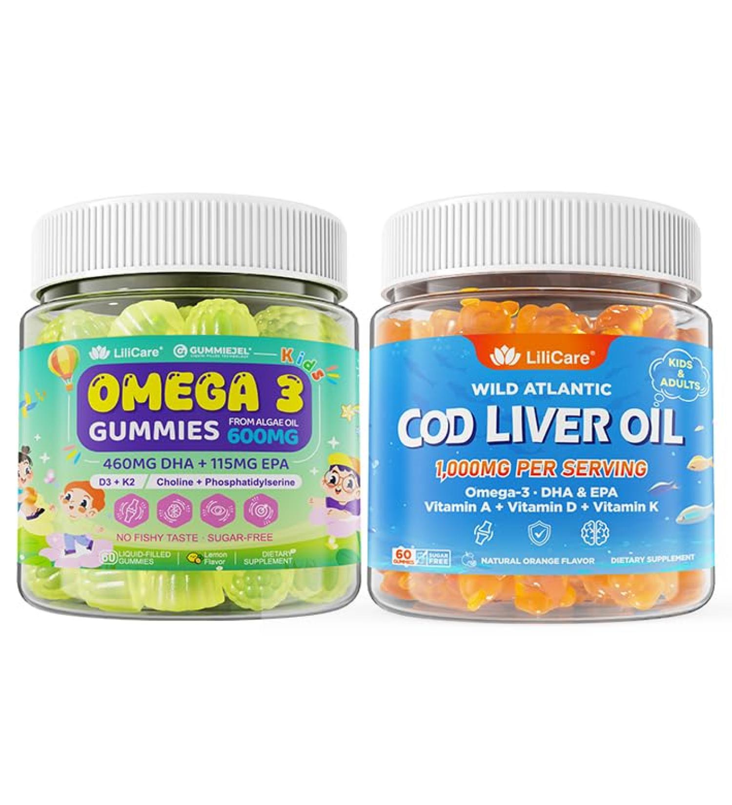 Kids Omega-3 Gummies 1 Pack Cod Liver Oil Gummies for Kids & Adults 2pack - Buy Online on GoSupps.com