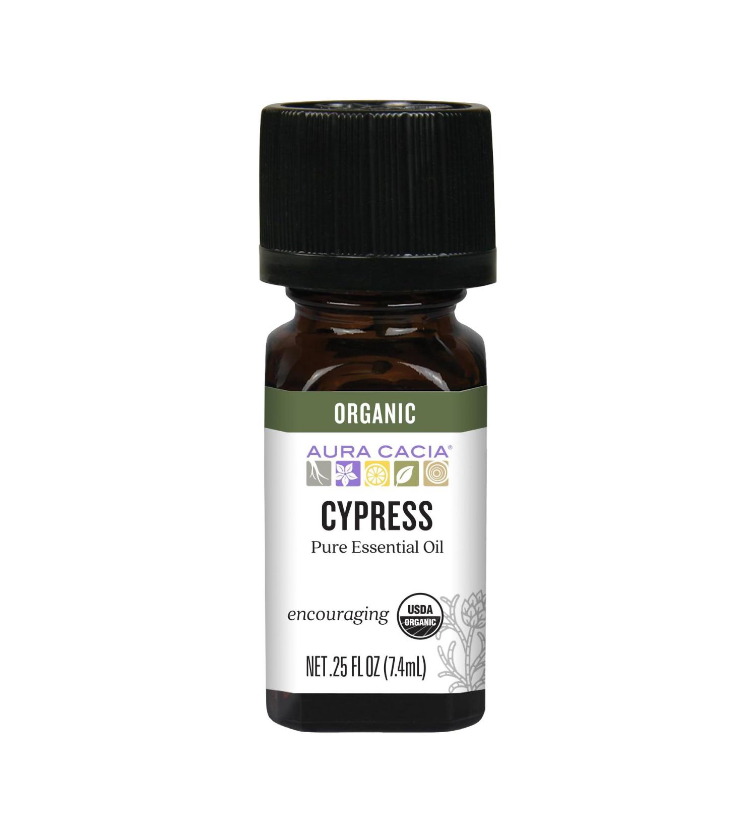 Aura Cacia Organic Cypress Essential Oil 100% Pure Cupressus Sempervirens Oil - Aromatherapy for Home Body Care DIY Blends | 0.25 Fl Oz (Pack of 1) - Buy Online on GoSupps.com