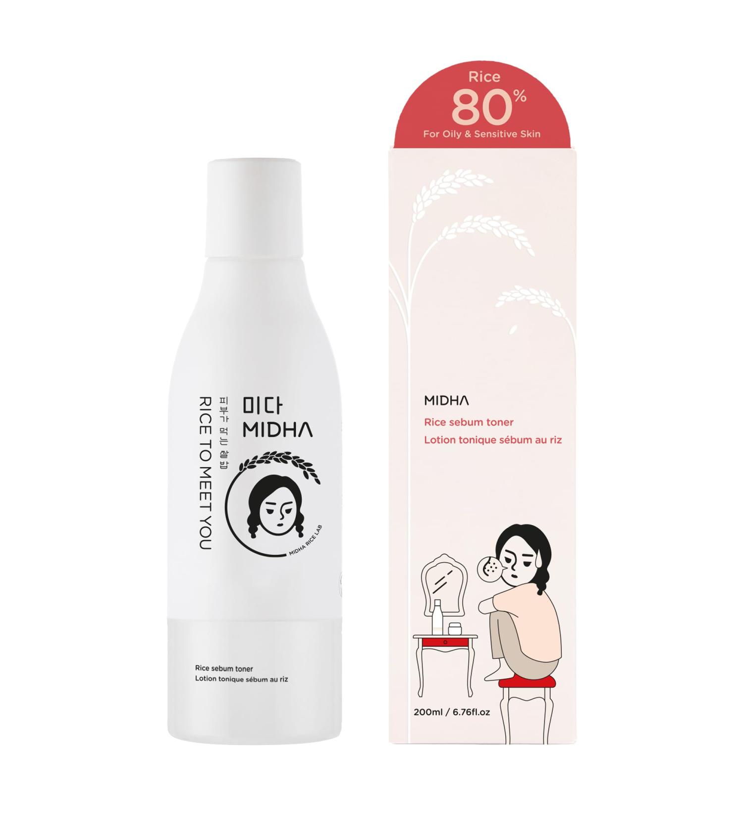 Buy MIDHA Rice SEBUM Toner 200ml | 80% Pure Rice Bran Water | Vegan Astringent for Radiant Skin - Buy Online on GoSupps.com