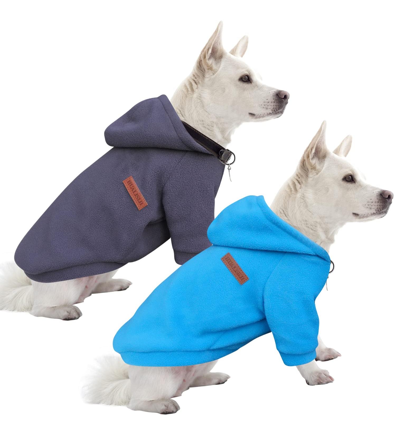 Shop Hualisiji Dogs Hoodie - Warm Fleece Sweater for Chihuahuas | Light Soft Easy to Wear | 2PCs Blue & Gray - International Shipping Available - Buy Online on GoSupps.com