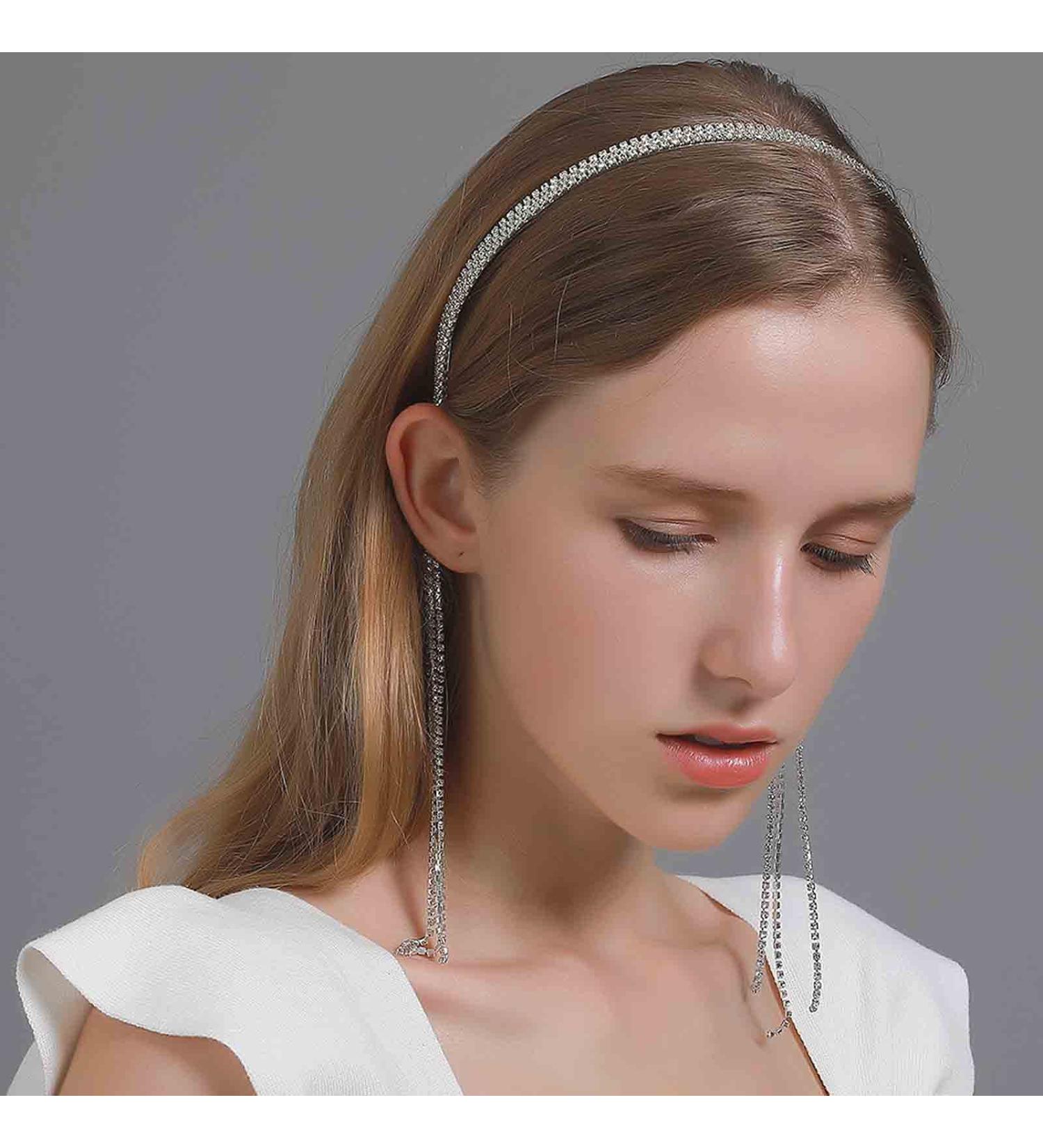 Bling Rhinestone Tassel Headband | Sparkling Crystal Hair Hoop for Women and Girls - Buy Online on GoSupps.com