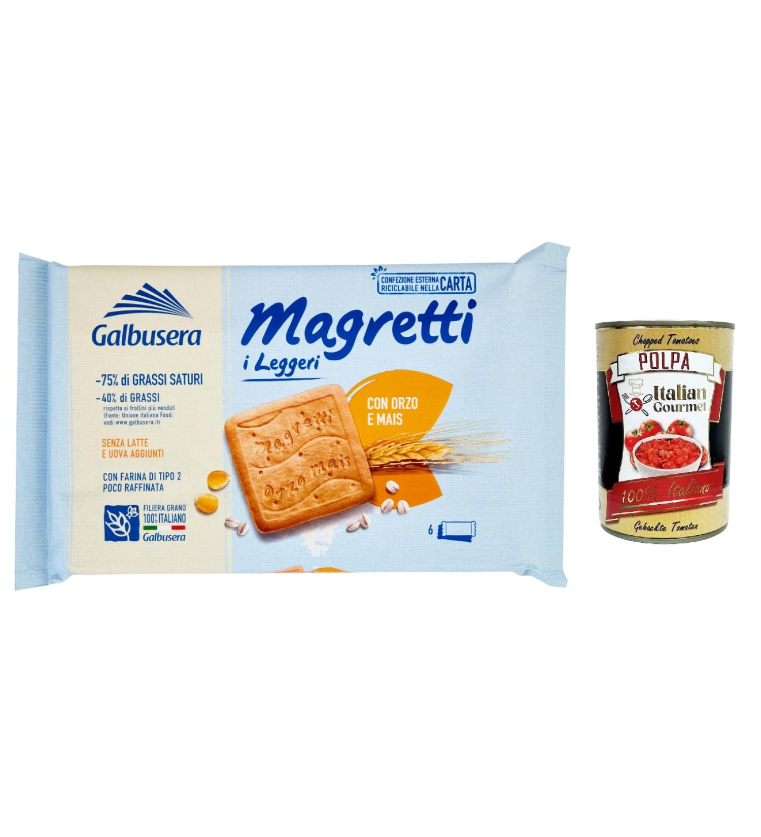  Italian Gourmet E.R. 6 Galbusera Magretti i Leggeri biscuits with barley and corn cookies cookies 350 g + Italian Gourmet polpa 400 g - Buy Online on GoSupps.com