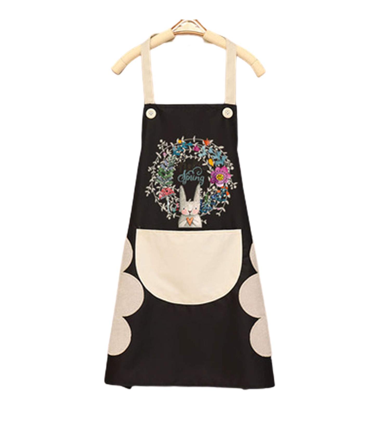Women'S Kitchen Apron Waterproof And Oil-Proof Round Pockets On Both Sides Can Be Wiped Hands (Free A Pair Of Sleeves) - Buy Online on GoSupps.com