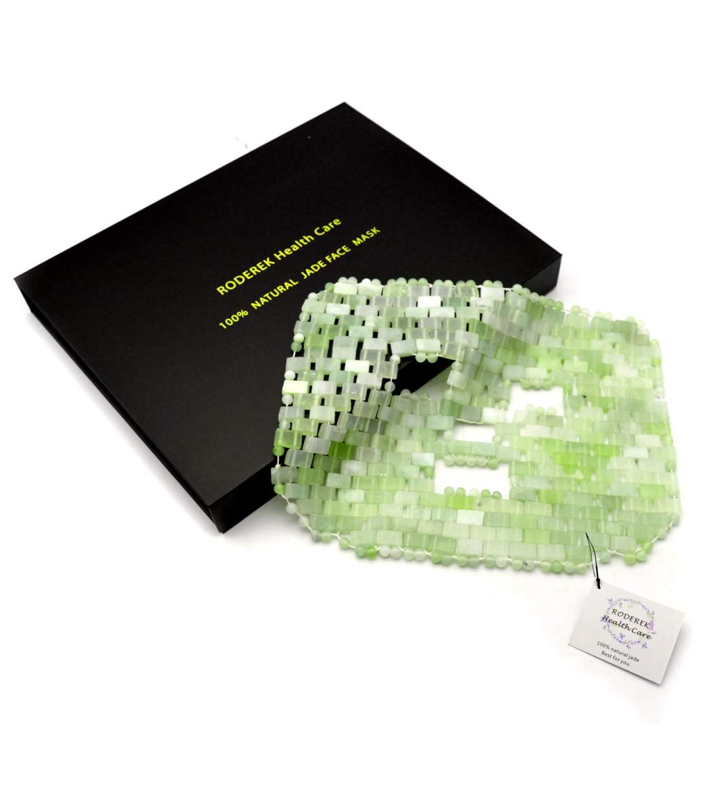 RODEREK Natural Jade Face Mask | Hot & Cold Therapy for Puffiness Relief | Beauty Massage Tool for Migraine & Relaxation | Xiuyan Jade - Buy Online on GoSupps.com