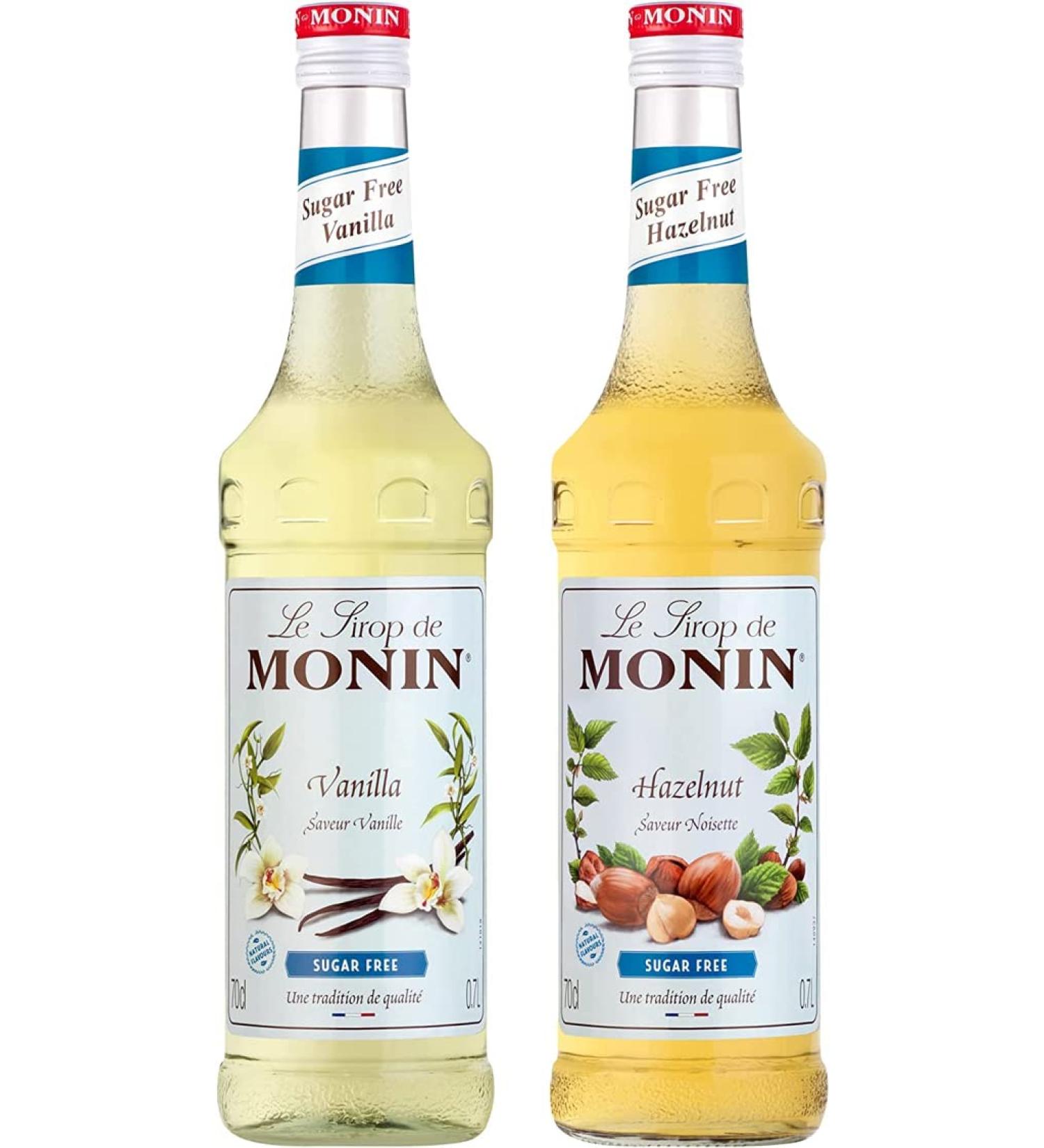 MONIN - Sugar free vanilla and hazelnut assortment without sugar - natural flavors - 2 x 70 cl - Buy Online on GoSupps.com
