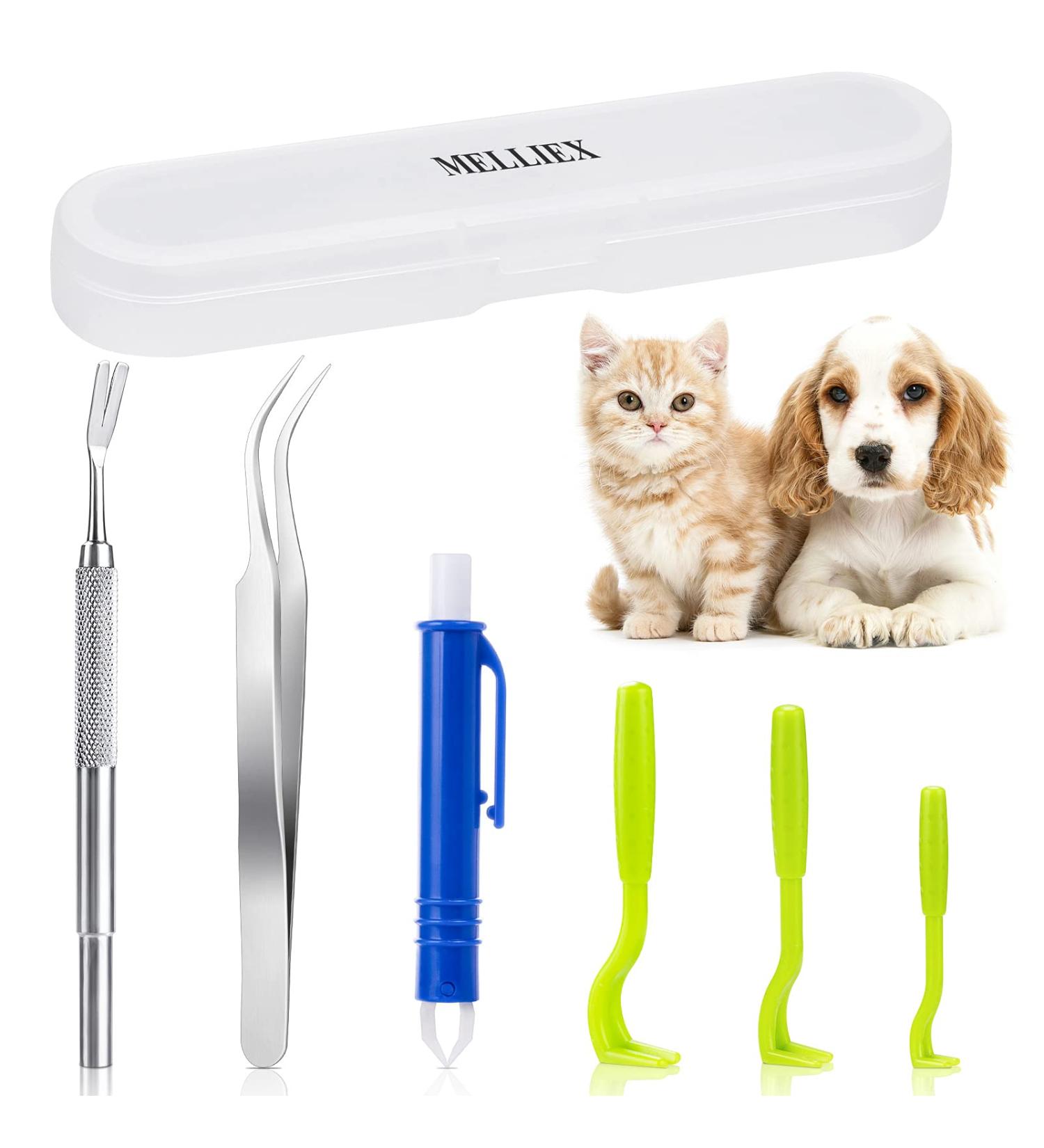Melliex Tick Pliers Set - 6-Pack Stainless Steel Tick Removers for Humans Dogs Cats & Children | Safe & Easy Tick Removal with Storage Box - Buy Online on GoSupps.com