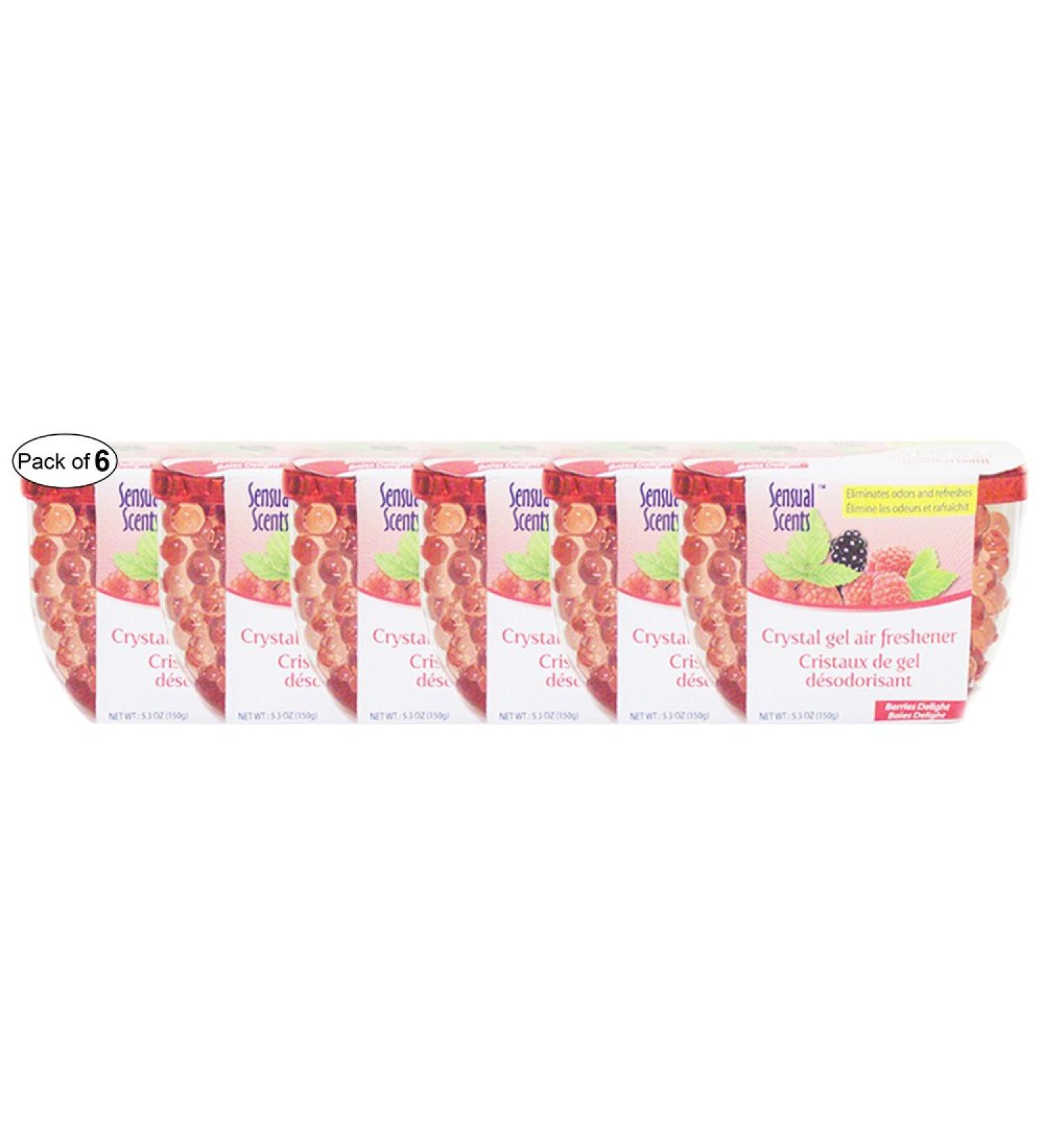 Sensual Scents Crystal Gel Air Freshener- Berries Delight (150g) (Pack of 6)