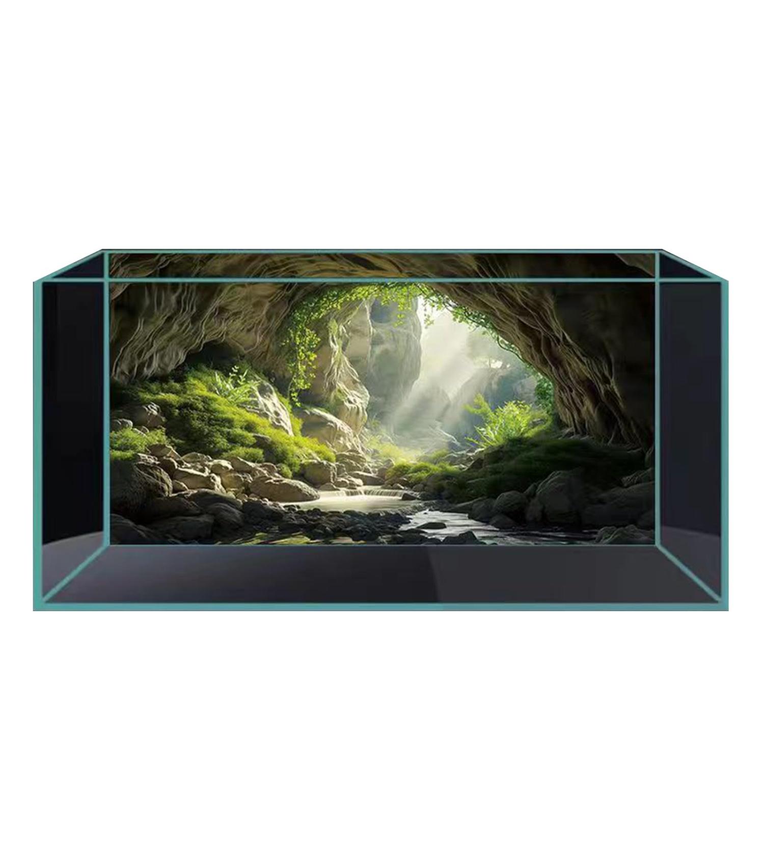Didooou 3D aquarium background picture aquarium PVC glue aquarium decorative stickers boutique aquarium stickers (cave-3 50 * 100cm) 50*100cm cave-3 - Buy Online on GoSupps.com