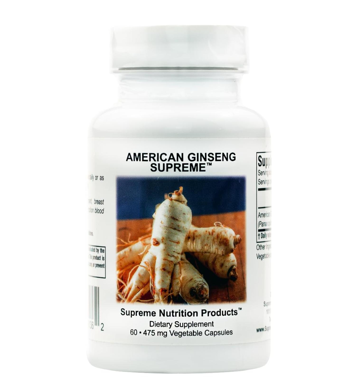 Supreme Nutrition American Ginseng Supreme 60 Pure American Ginseng Root Vegetarian Capsules 60 Count (Pack of 1) - Buy Online on GoSupps.com