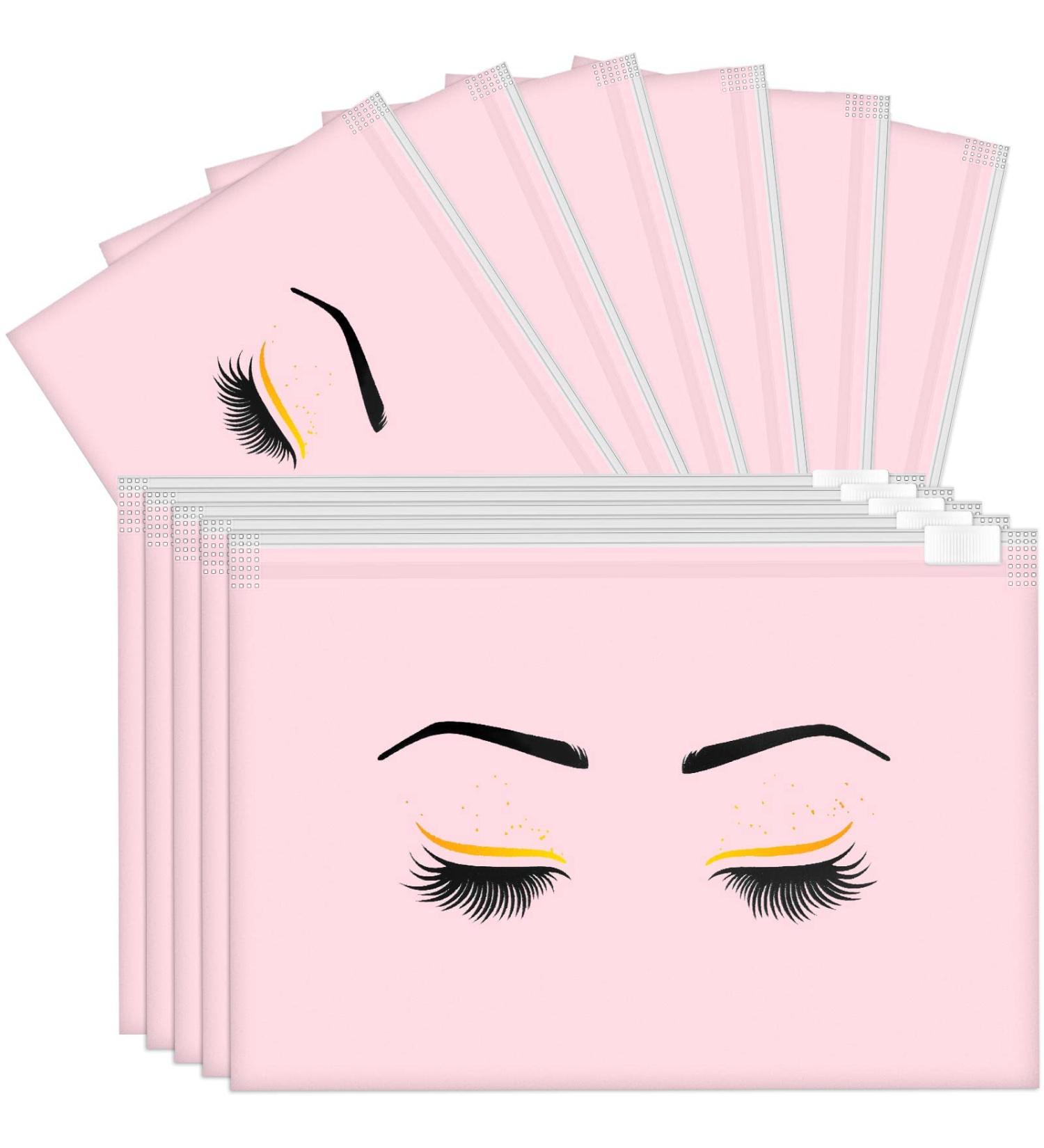 60Pc Eyelash Aftercare Bags | Lash Zipper Pouches | Pink EVA Makeup Bags for Women | 6x4 Inch - Buy Online on GoSupps.com