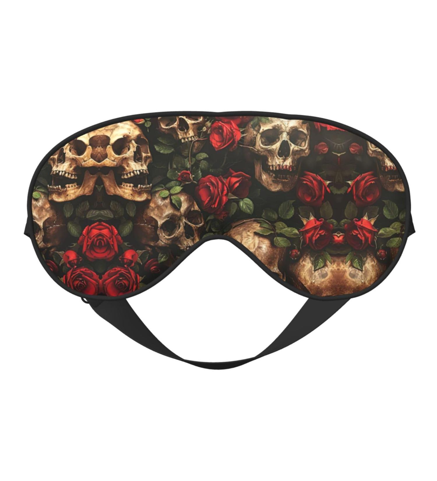 SSIMOO Skull & Red Rose Soft Sleep Eye Mask | Breathable Travel Eye Patch for Relaxation | Black - Buy Online on GoSupps.com
