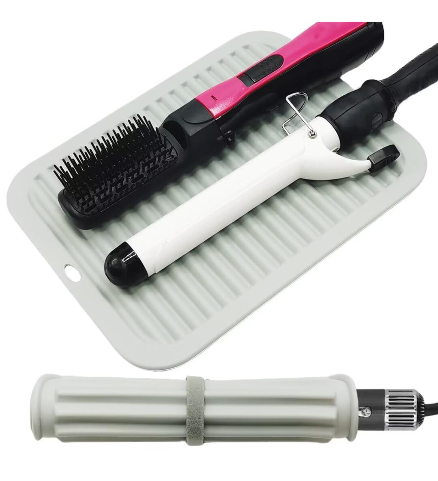Silicone Heat Resistant Mat for Hair Styling Tools | Portable Travel Mat for Curling Iron Flat Iron & Hair Straightener - Grey - Perfect for Home & Salon Use - Buy Online on GoSupps.com