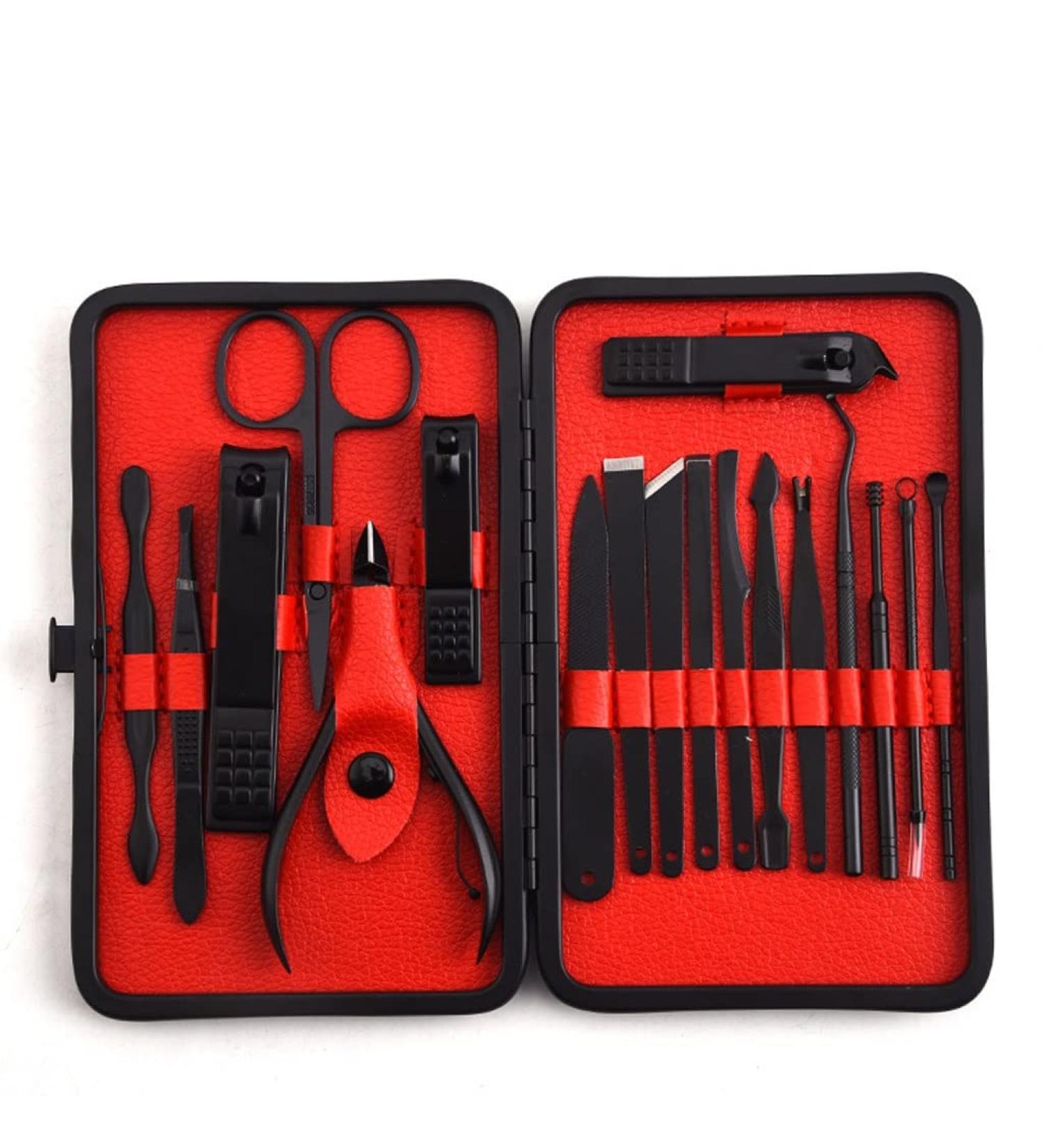 Nail Clippers Set Nail Clipper Set Stainless Steel Nail Clipper Men's 18-Piece Set Ladies Personal Care Nail Art Kit Set Suitable for Outdoor Travel Black - Buy Online on GoSupps.com