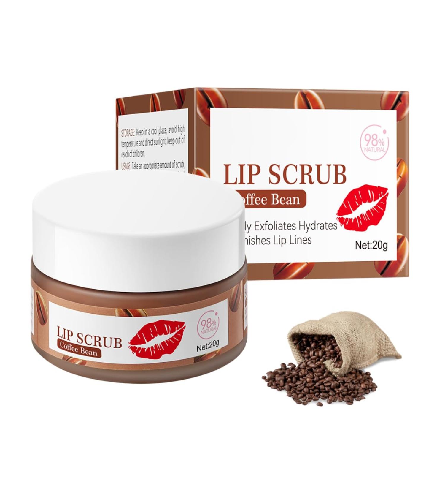 Coffee Bean Lip Scrub - Natural Exfoliator to Hydrate and Brighten Lips Lip Scrub Exfoliator for Softening and Diluting Lip Lines 20g Lip Exfoliator Scrub for Lip Care - Buy Online on GoSupps.com