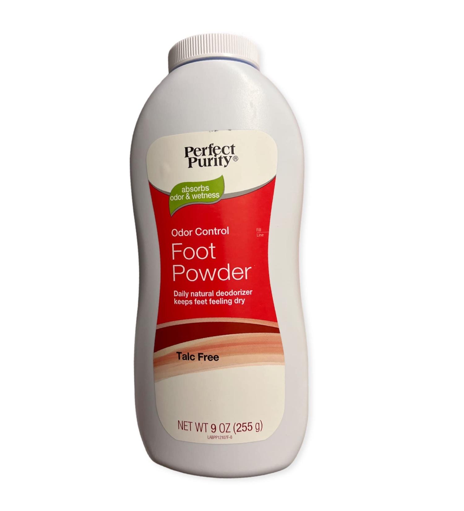 Perfect Purity Talc-Free Foot Powder that controls odor and absorb wetness for 24hr freshness.