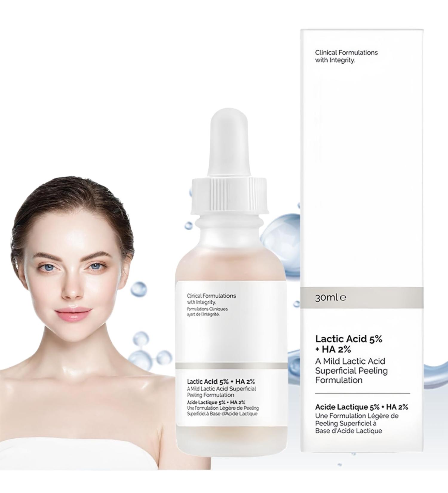 Lactic Acid 5% + Ha 2% Lactic Acid 5% Serum Hyaluronic Acid Serum for Face Lactic Acid Pore Minimizer Serum Face Serum for Women Hydrating Serum Skin Lightening Cream for All Skin Types - Buy Online on GoSupps.com