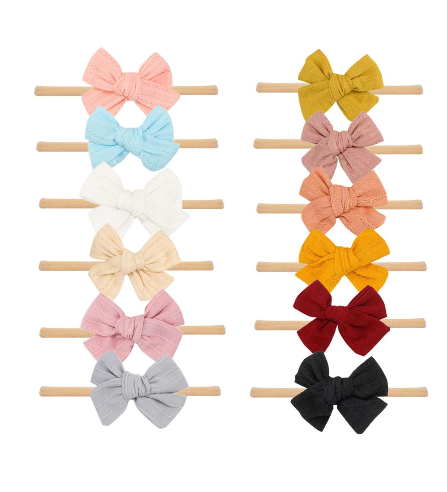 12PCS Headbands Hair bands with Bows for Baby Girls Nylon Bands Toddler Hair Accessories fo Kids ZARXILI Gray - Buy Online on GoSupps.com
