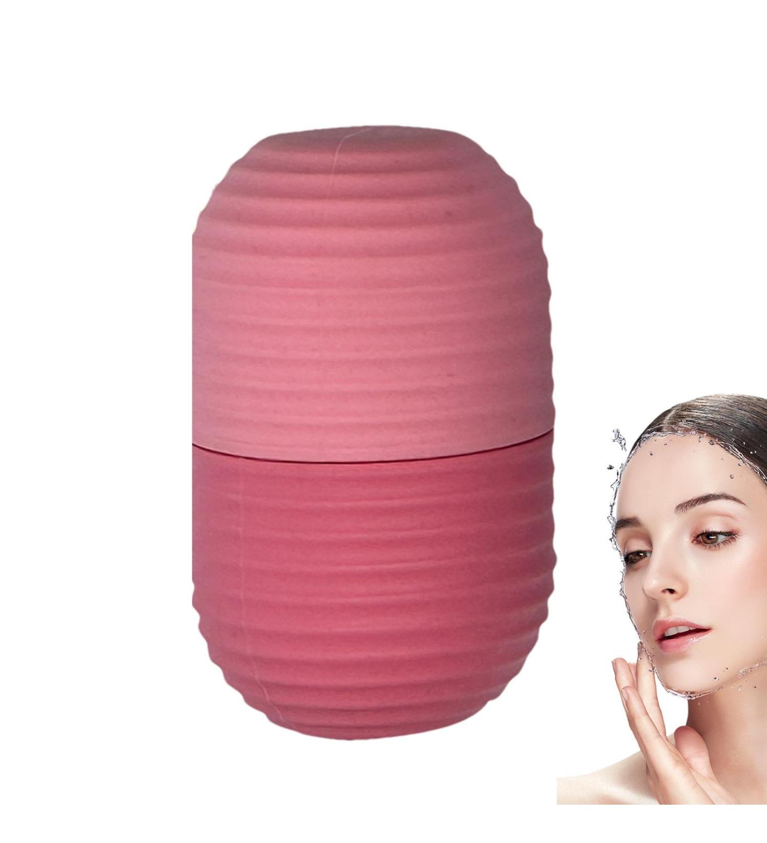 Ice Face Mold - Face and Body Roller Ice Cube Roller Reusable Silicone Ice Facial Roller | De-Puff Eye Bags Facial Beauty Roller Skin Care Tools Facial Tool for Double Chin Eyes Neck Tightening Pink - Buy Online on GoSupps.com