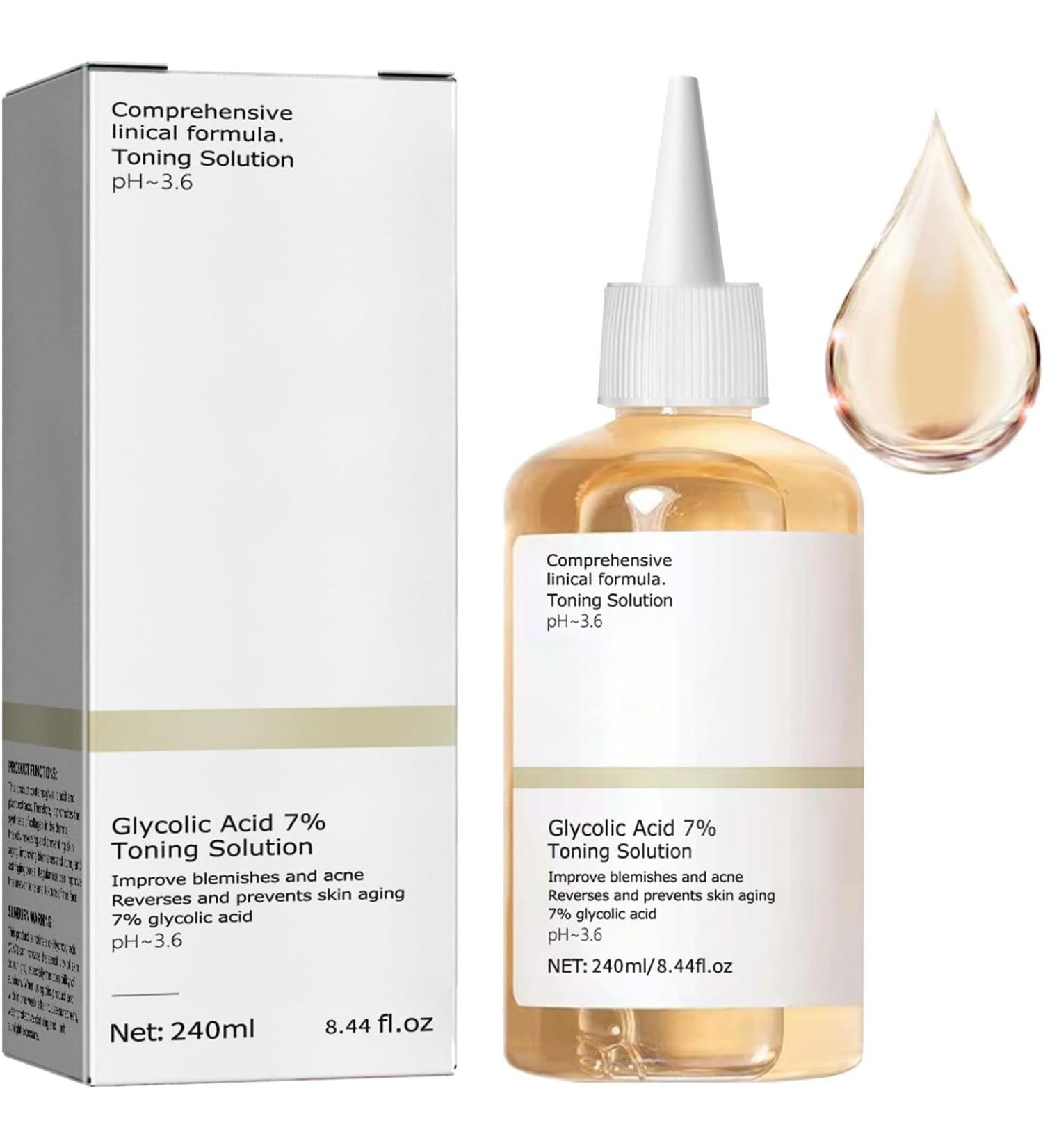 Glycolic Acid 7% Toning Resurfacing Solution - 240ml Exfoliating Serum for Blemishes & Acne | Hydrate & Strengthen Skin - Buy Online on GoSupps.com