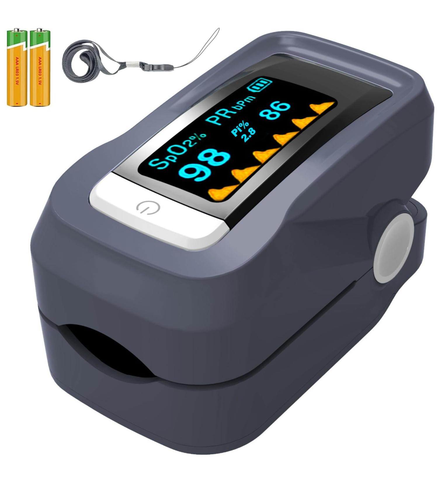 Buy Pulse Oximeter with Customizable Alarm - Accurate Spo2 Reader with Beep-Beep Alarm Battery & Lanyard - Fast International Shipping - Buy Online on GoSupps.com