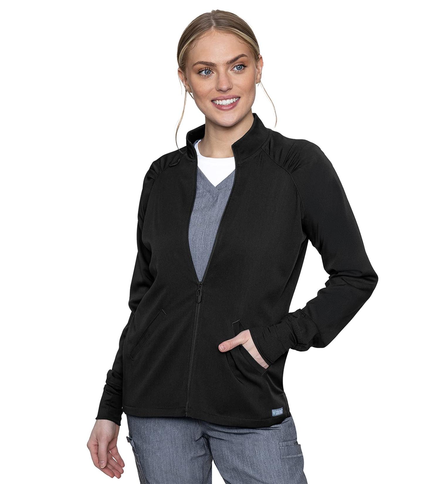 Med Couture Touch Women's Raglan Zip Front Warm Up Jacket - Large Black - Buy Online on GoSupps.com