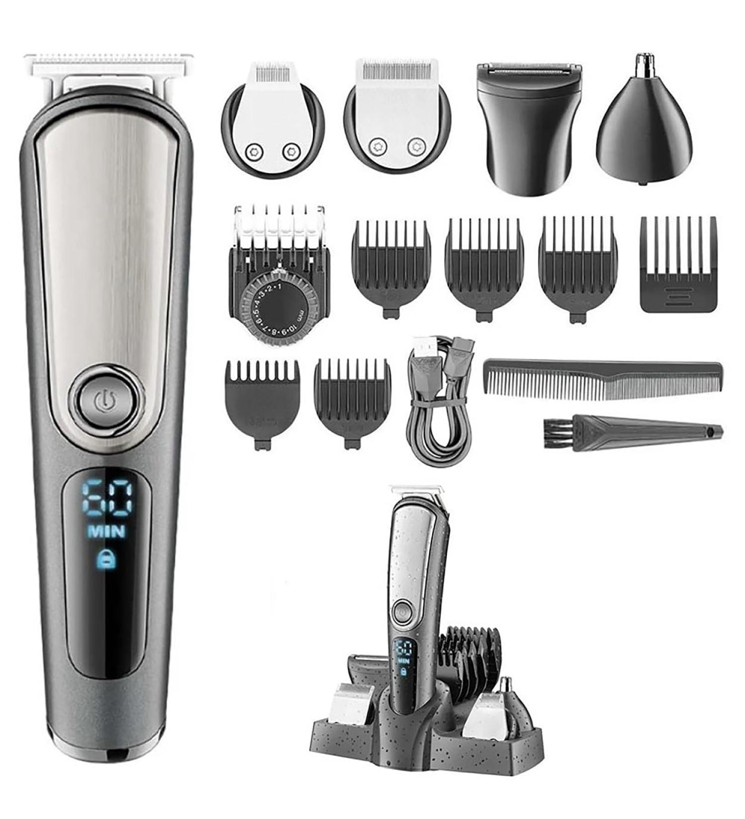 Professional Hair Clippers for Men - 5 in 1 Adjustable Beard Trimmer & Groomer | Rechargeable Electric Shaver for Facial Nose Ear & Eyebrow - Buy Online on GoSupps.com