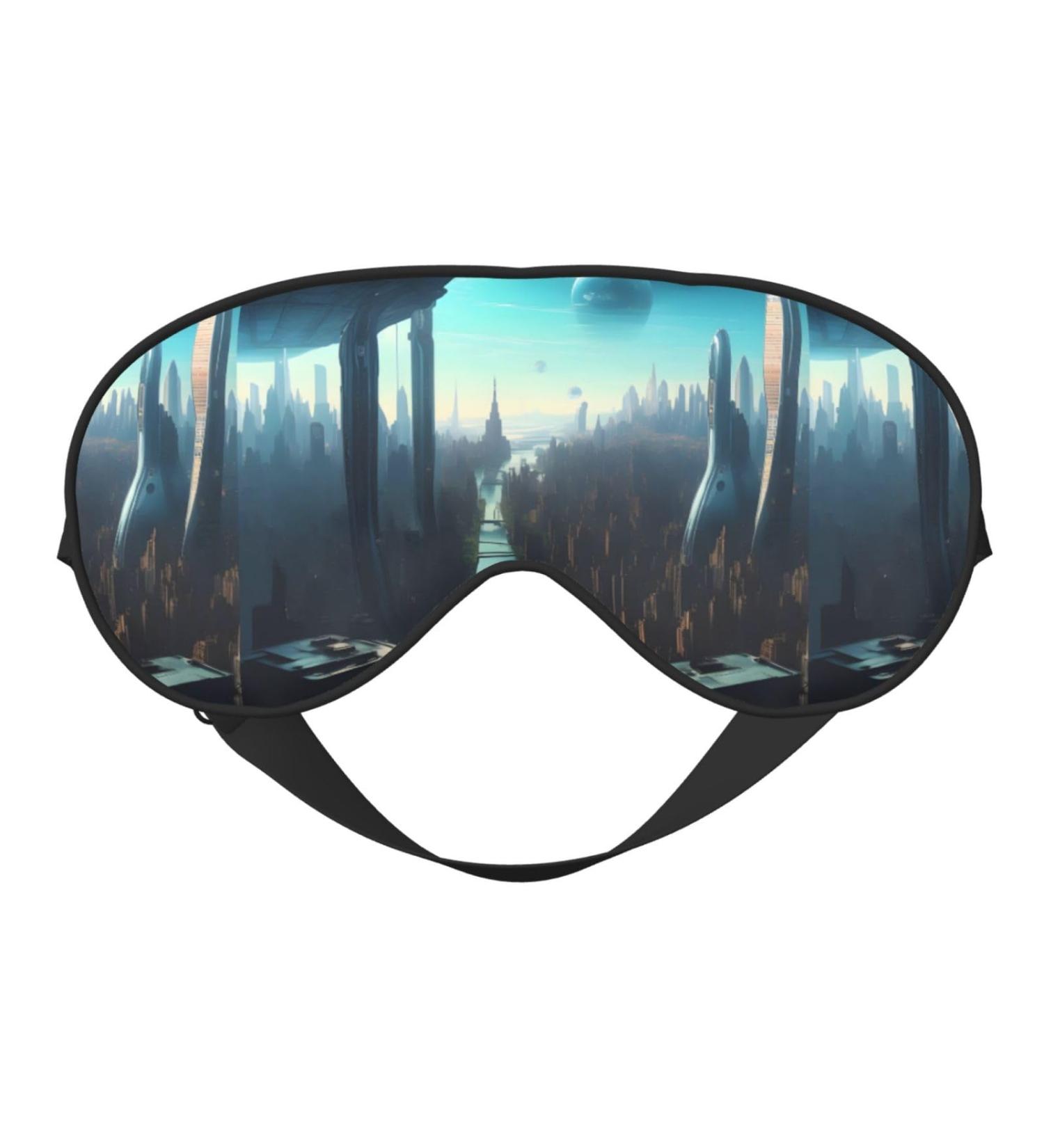 Cities of The Future Adjustable Blackout Sleep Eye Mask - Unisex Travel Yoga & Nap Comfort - Buy Online on GoSupps.com