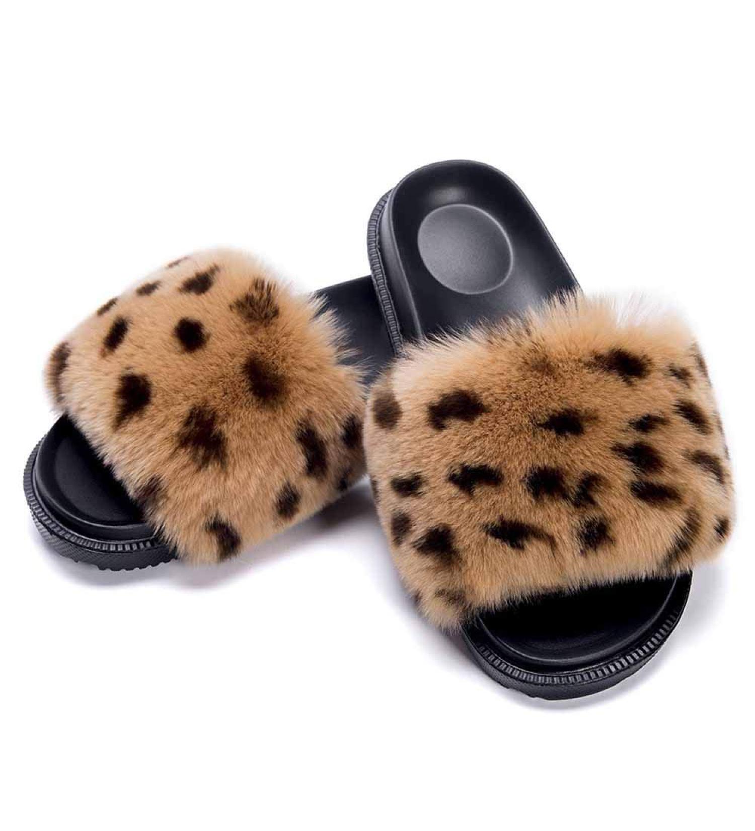 Sliders for Women Fur Slippers Warm Comfortable Soft for Women Slides Flip Flop Indoor Furry Home Slippers Fluffy Sandals Winter Plush Shoes for Indoor Outdoor Fashion Sandals (A 24.5CM) - Buy Online on GoSupps.com