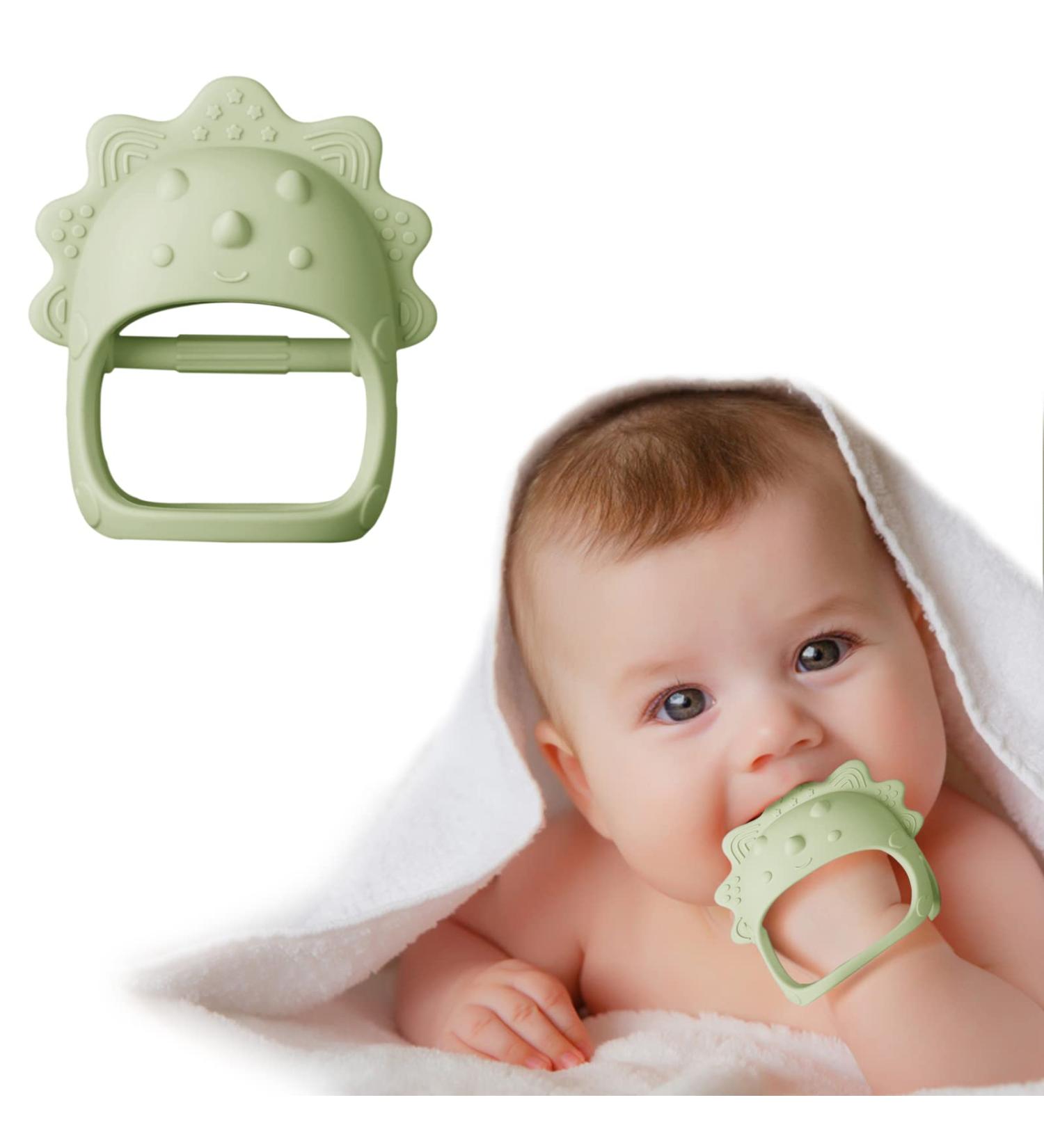 Alwoligag Silicone Dinosaur Baby Teether Toy  Anti-Drop Silicone Baby Mitten Teether for Soothing Teething Pain Relief  Baby Chew Toys for Sucking Needs(1 Packs) 4 x 3.2 x 2 Inch Green - Buy Online on GoSupps.com