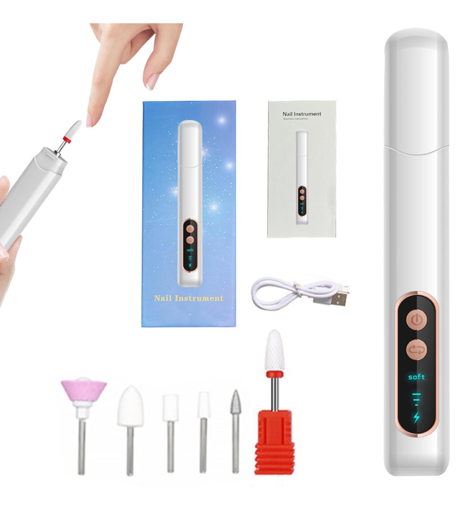 Electric Nail Drill Rechargeable Nail Drill Kit with 12 Drill Bits Nail Drill Machine 3 Speeds Multifunctional Nail Drill for Home Salon Travel White Nail Drills - Buy Online on GoSupps.com