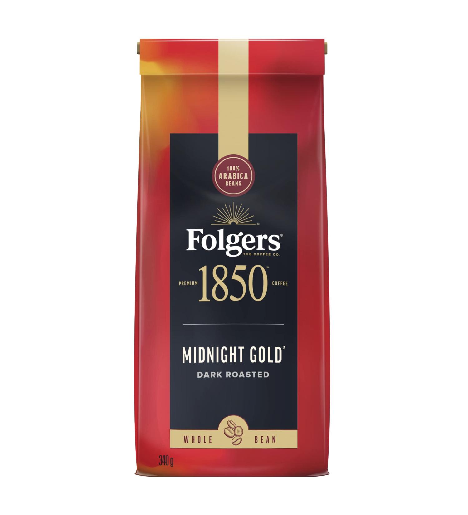 Folgers 1850 Midnight Gold Whole Bean Coffee 340g (Pack of 6) Whole Bean Midnight Gold 56.67 g (Pack of 6) - Buy Online on GoSupps.com
