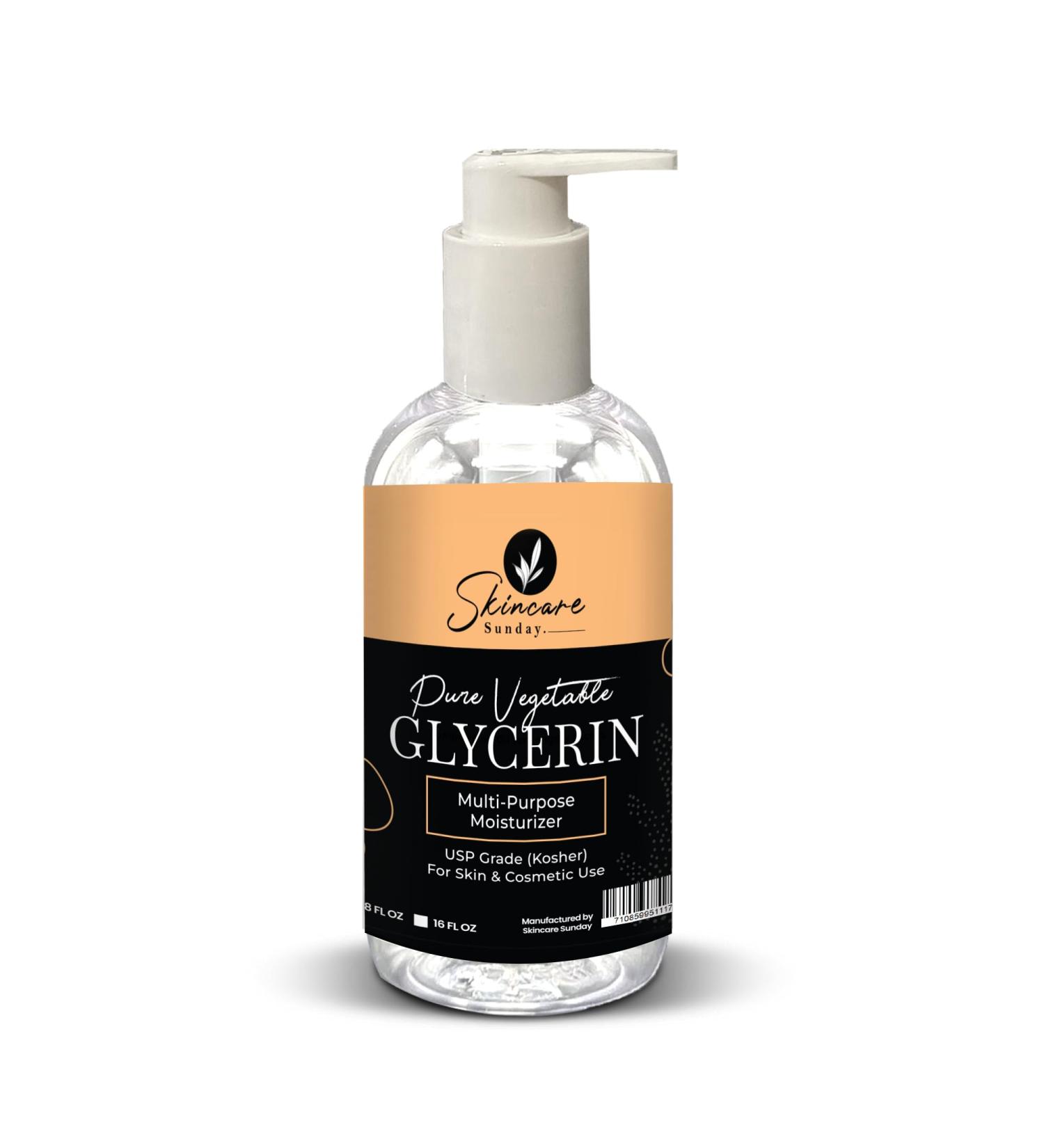 SKINCARE SUNDAY Pure Vegetable Glycerin - Premium Softening & Moisturizing Multi-Purpose Moisturizer for Skin & Cosmetics (8oz) - Buy Online on GoSupps.com