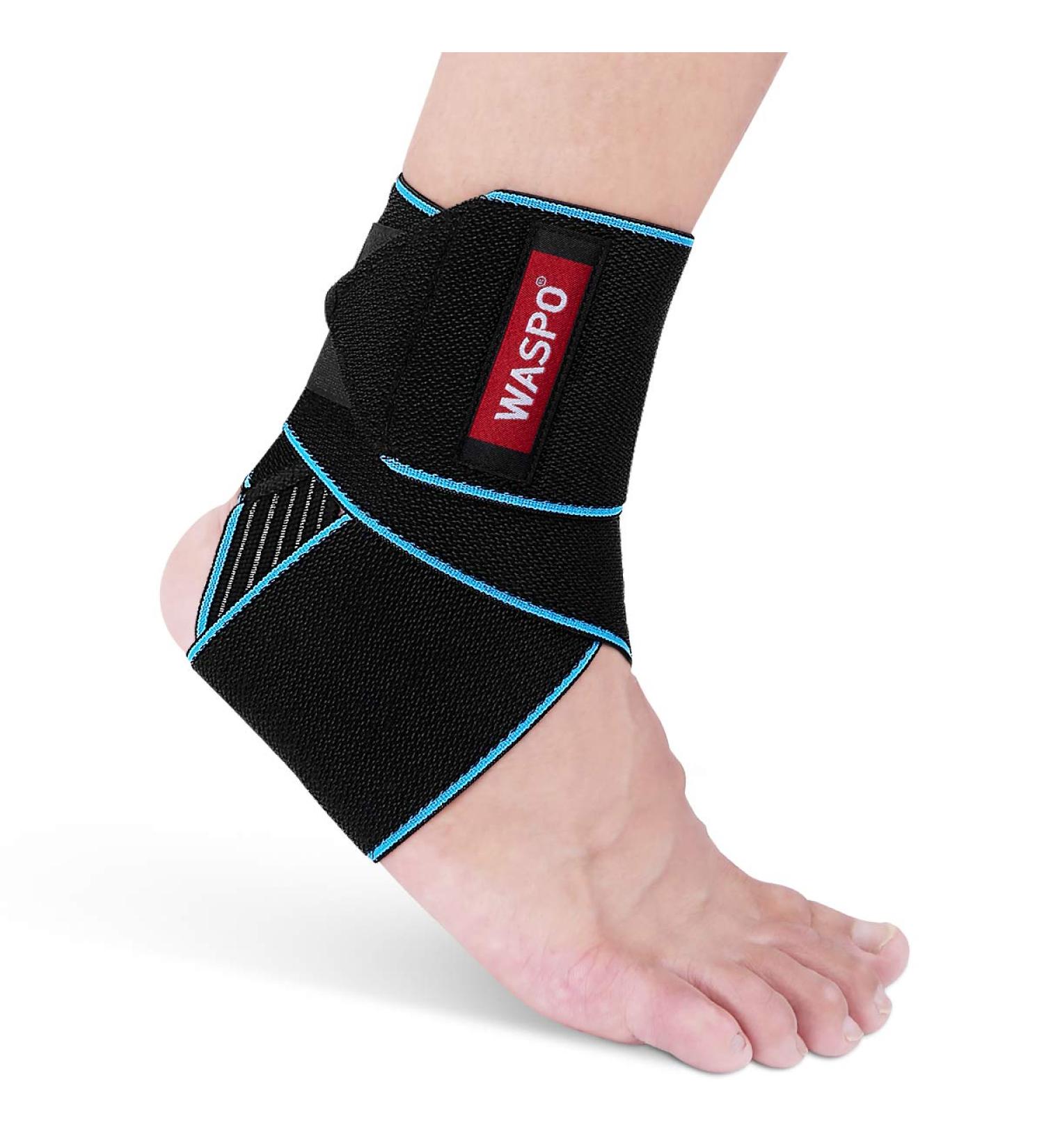 WASPO Ankle Support Brace - Adjustable Ankle Brace Wrap Strap for Sports Protect Plantar Fasciitis Achilles tendonitis Ligament damage Injury Recovery One Size for Men Women 1 PC Blue Blue-1PC - Buy Online on GoSupps.com