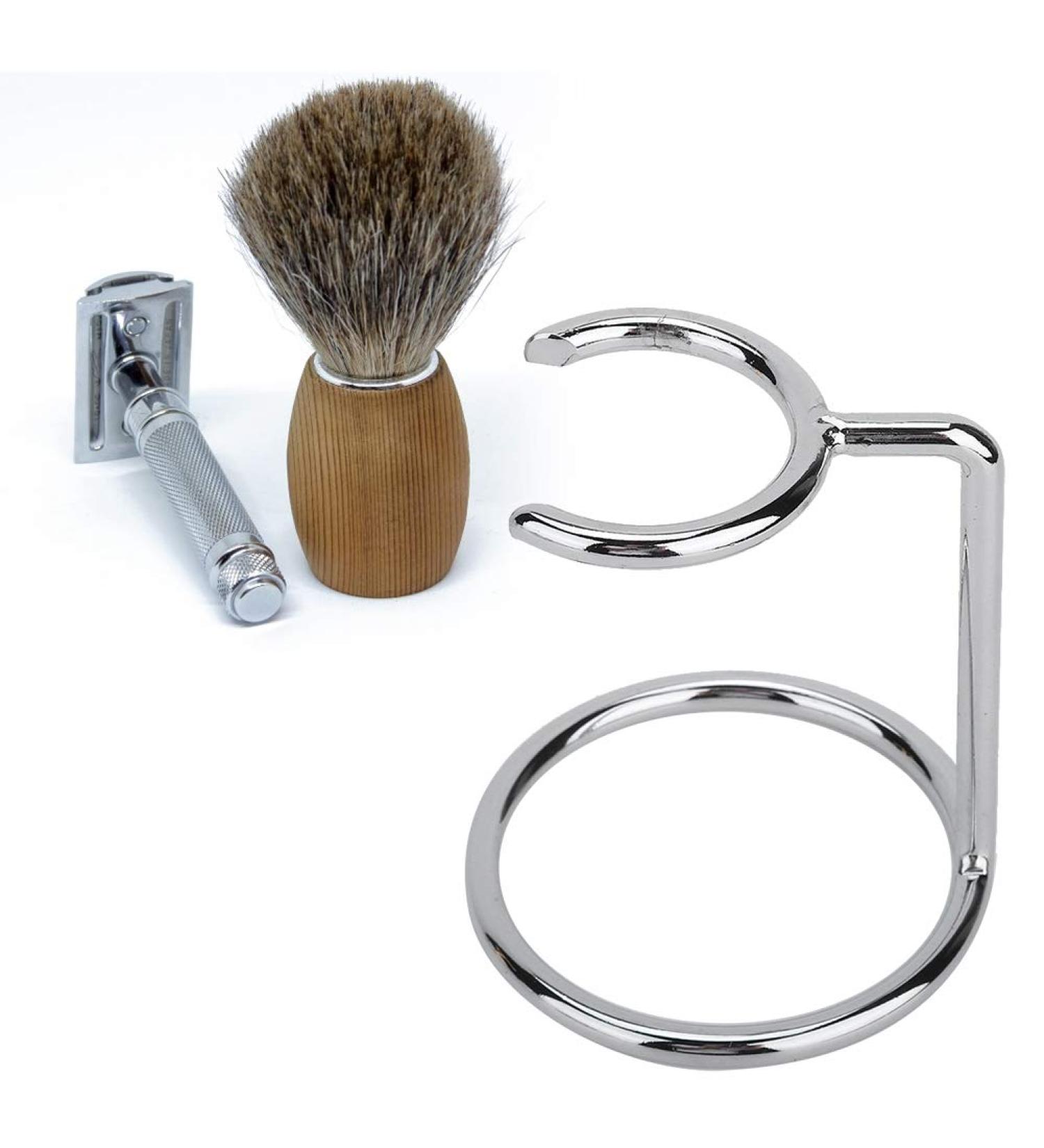 Dekaim Brush Stand - Premium Stainless Steel Razor Stand & Men's Shaving Brush Holder for Home Salon & Travel Use - Buy Online on GoSupps.com
