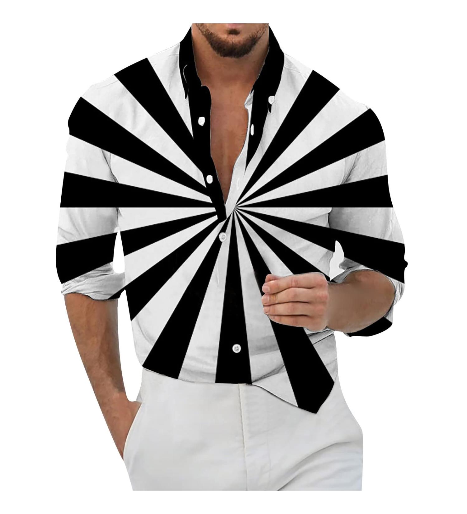 Men's Casual Loose Plaid Long Sleeve Shirt - Floral Hawaiian Summer Top - Black 4XL - Buy Online on GoSupps.com