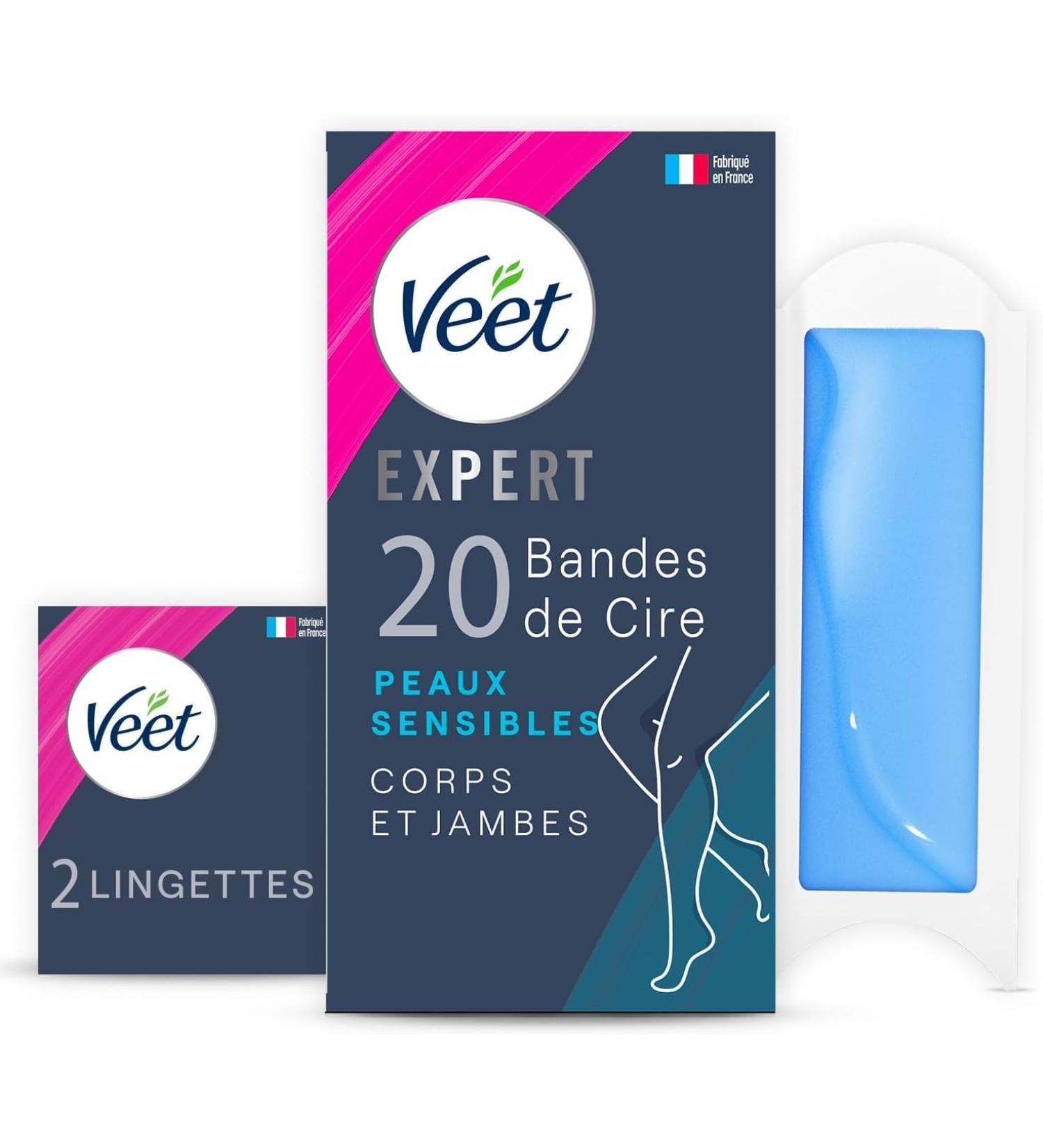 Veet Expert - 20 Cold Wax Strips for Body and Legs - Sensitive Skin - Perfect Finish - Long Lasting Hair Removal - Buy Online on GoSupps.com