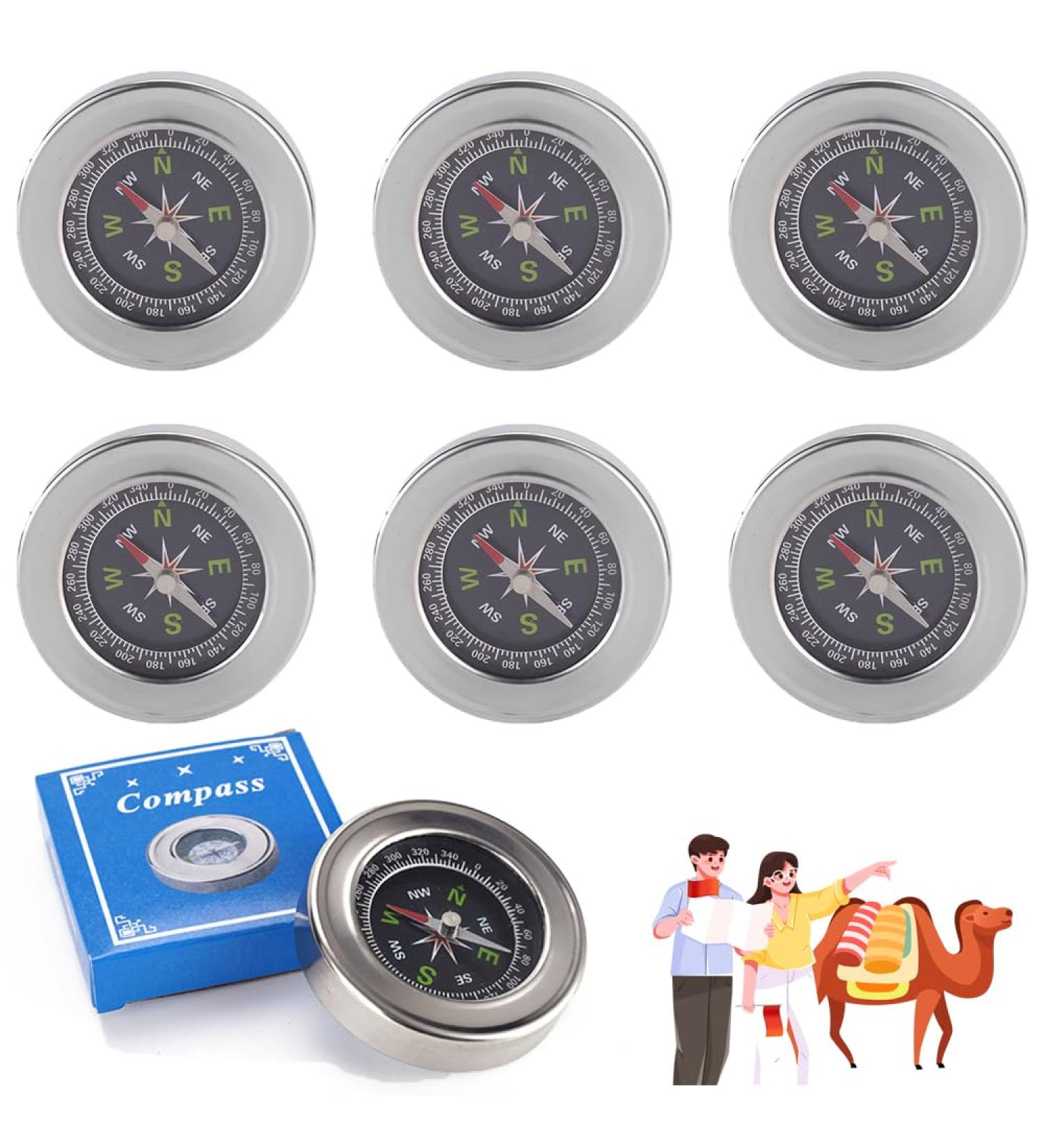 6-Piece Waterproof Compass Set | Bosoirsou Hiking & Scout Compasses for Kids | Perfect for Camping & Travel - Buy Online on GoSupps.com